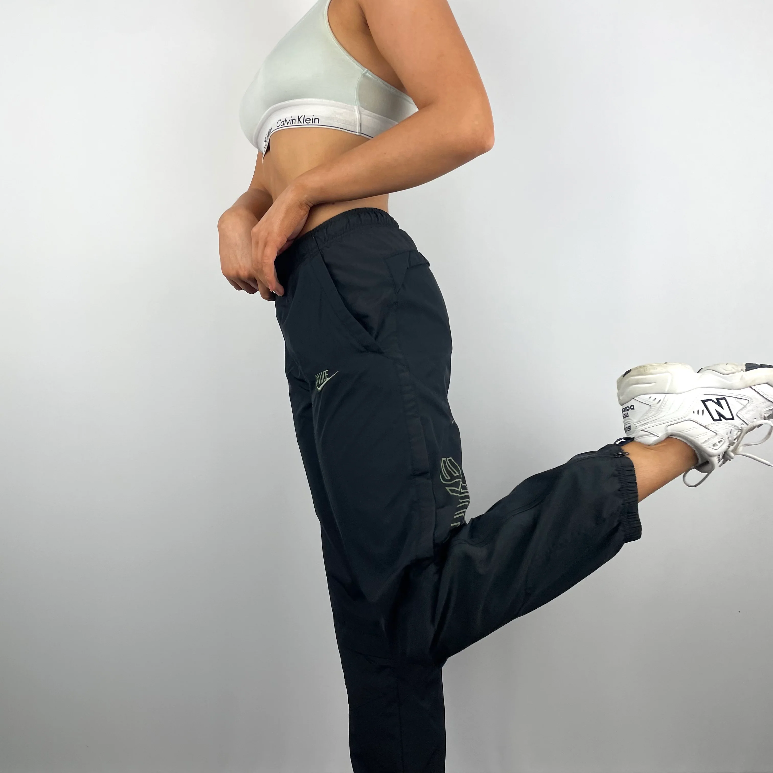 Nike Air Black Embroidered Spell Out Track Pants (S) - Image 6