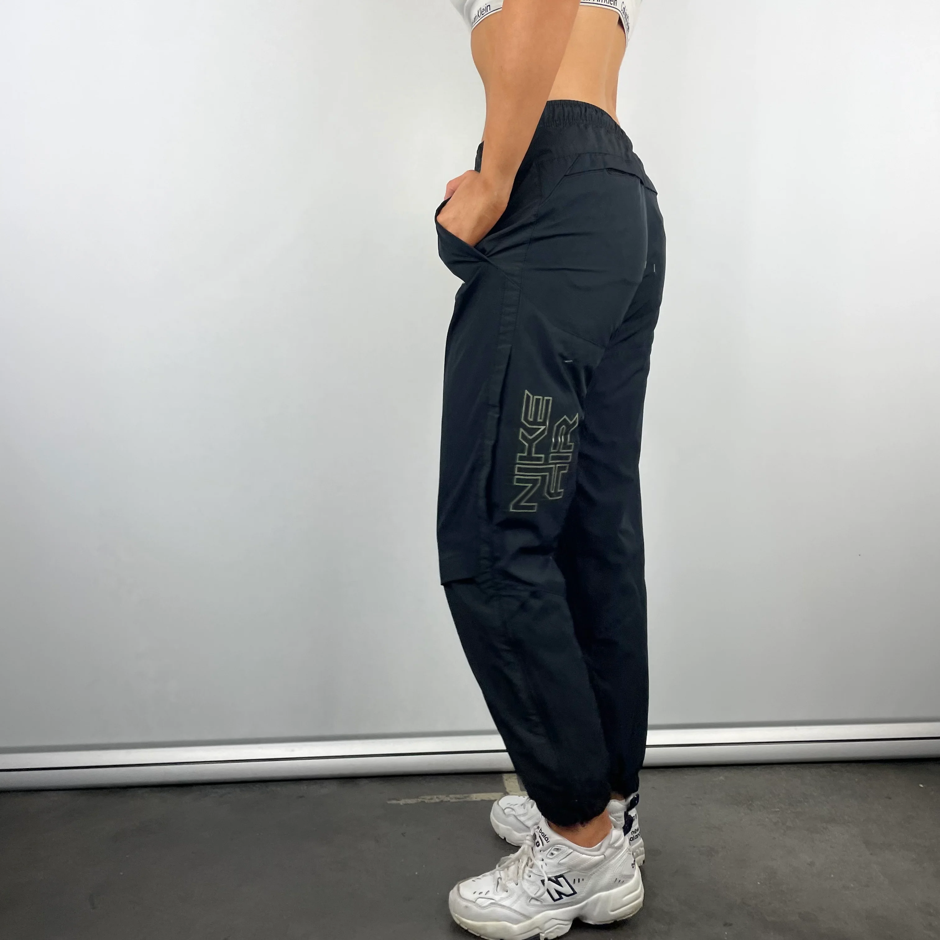 Nike Air Black Embroidered Spell Out Track Pants (S) - Image 7