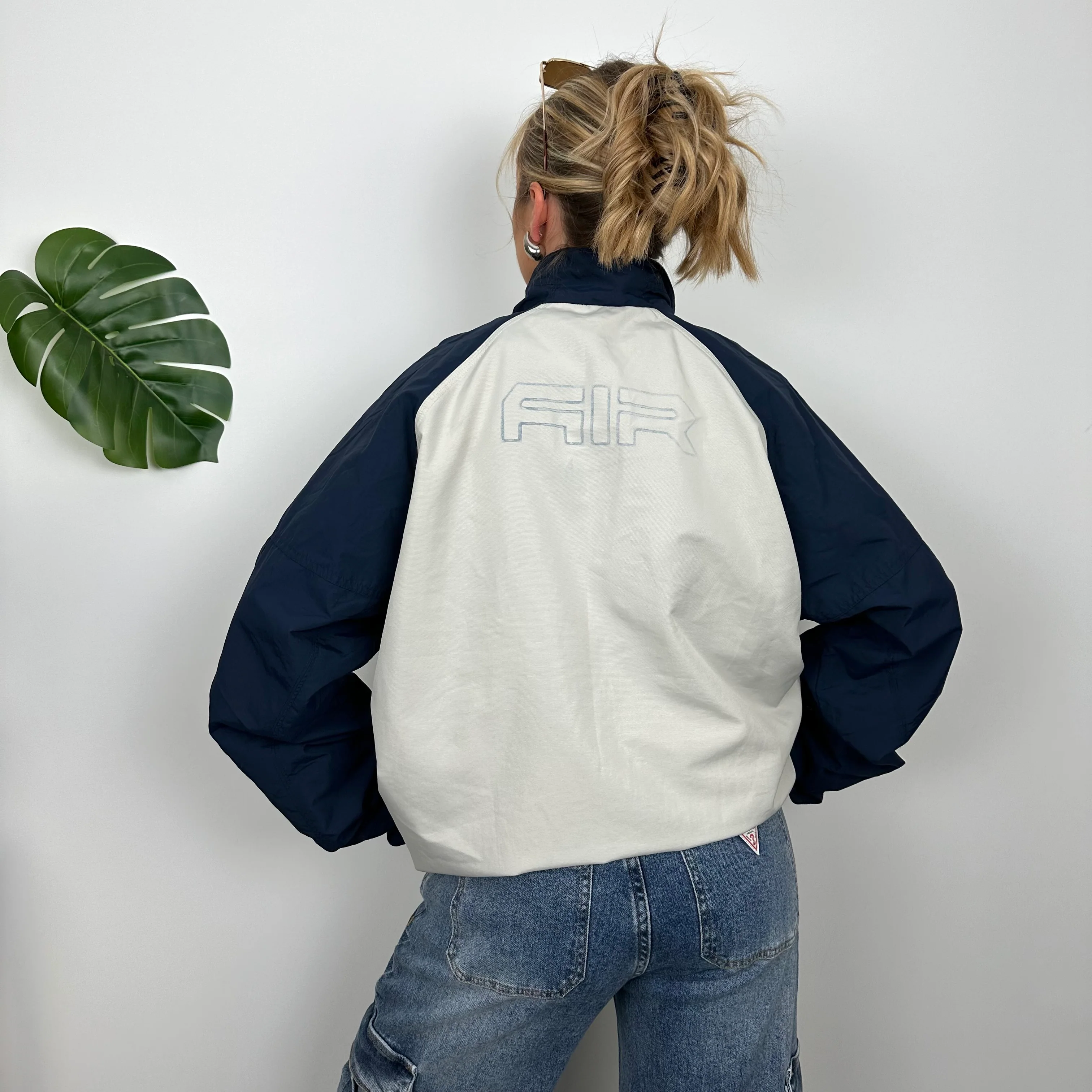 Nike Air Cream Embroidered Spell Out Zip Up Jacket (L) - Image 3