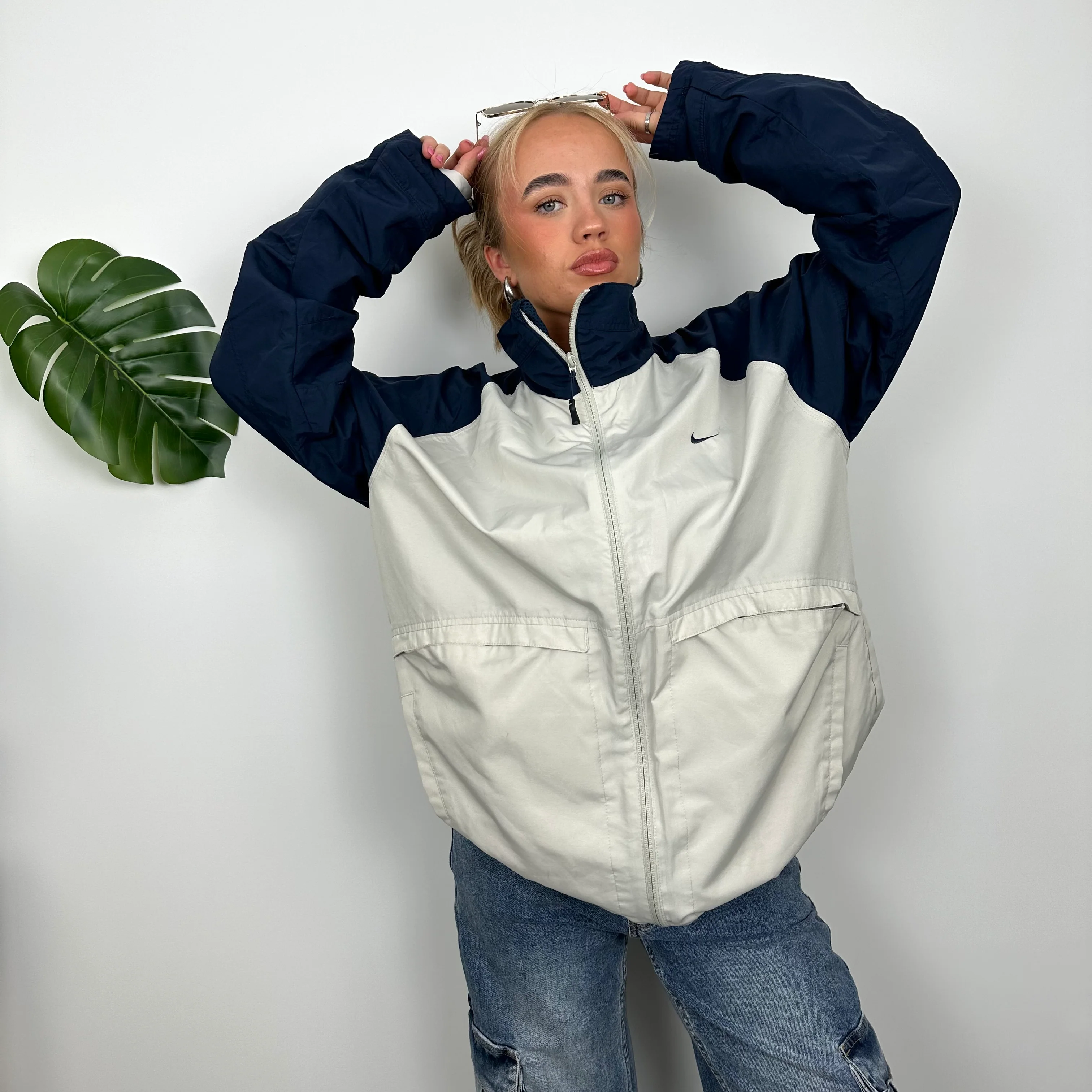 Nike Air Cream Embroidered Spell Out Zip Up Jacket (L) - Image 4