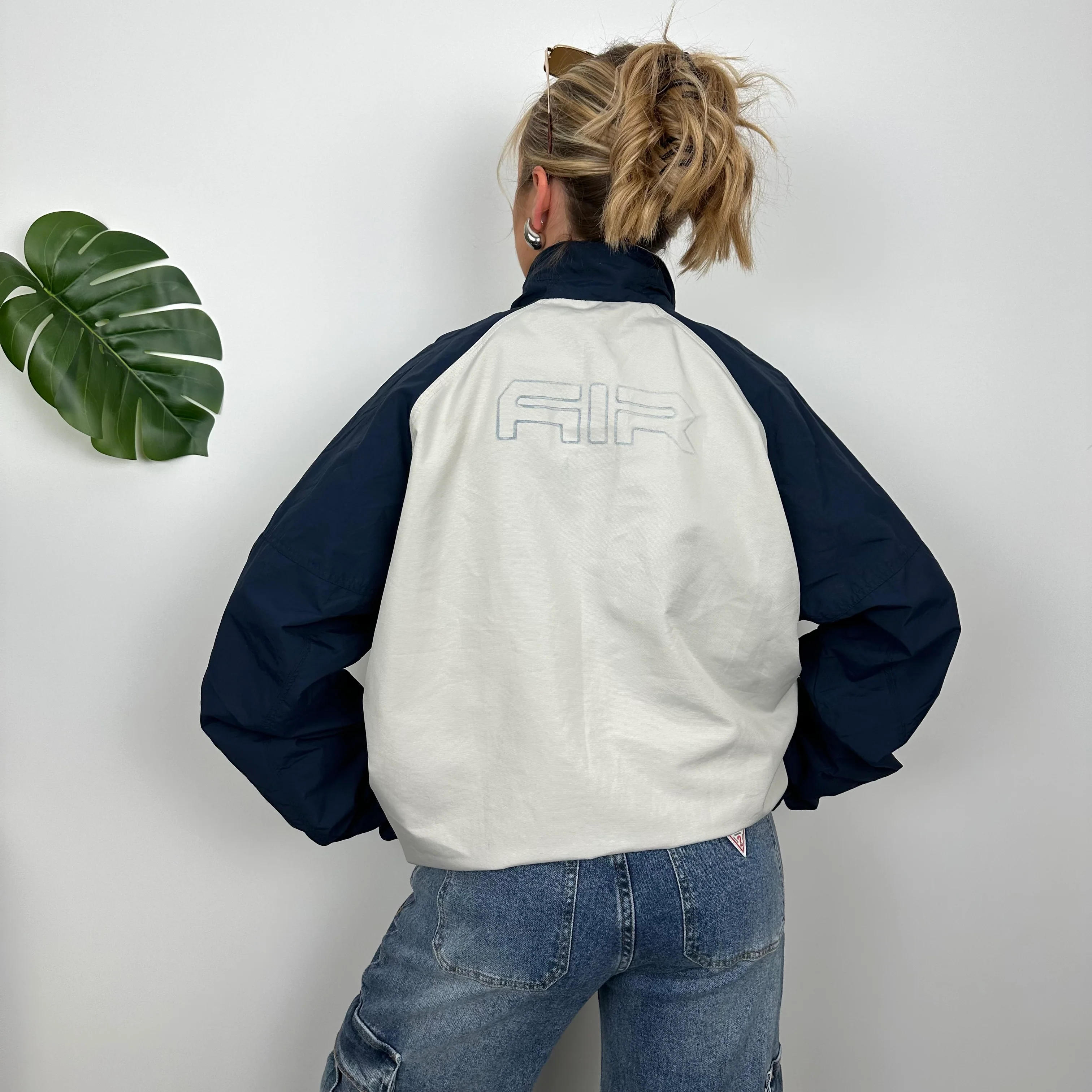Nike Air Cream Embroidered Spell Out Zip Up Jacket (L) - Image 6
