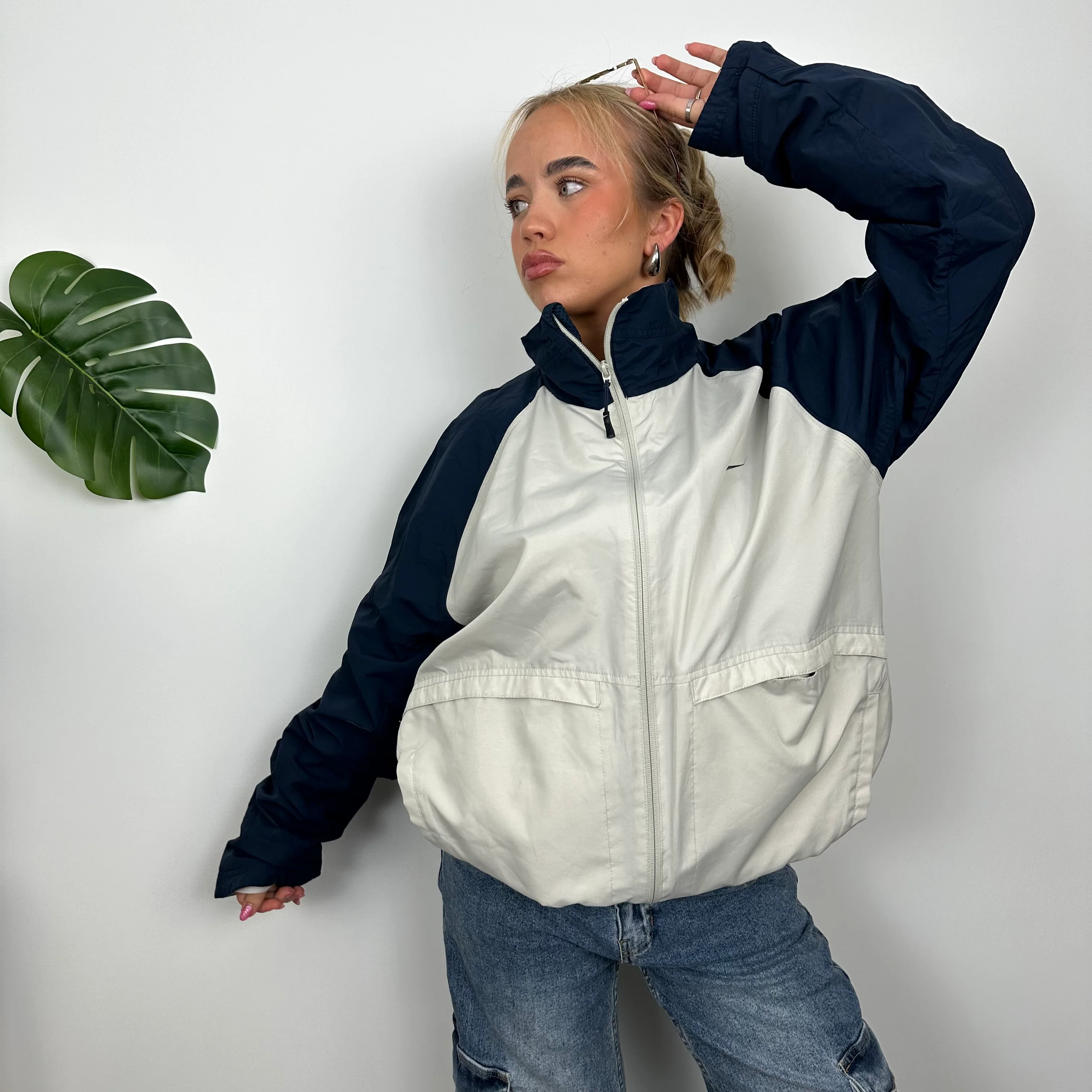 Nike Air Cream Embroidered Spell Out Zip Up Jacket (L) - Image 7