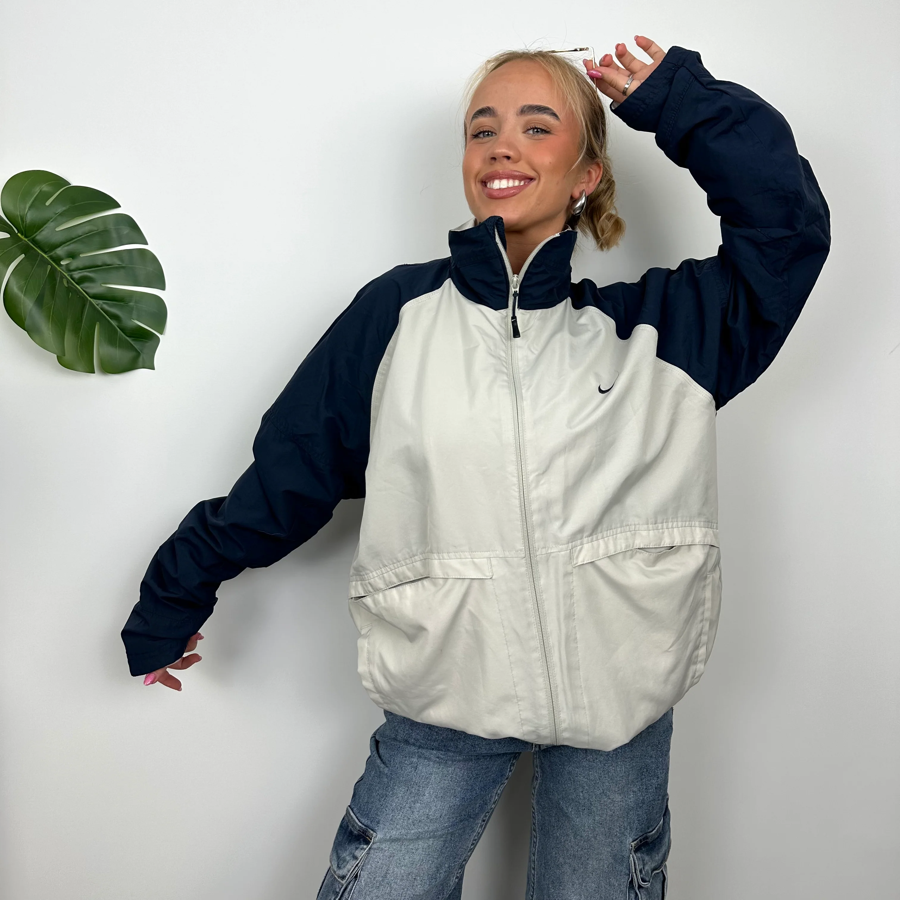Nike Air Cream Embroidered Spell Out Zip Up Jacket (L) - Image 8