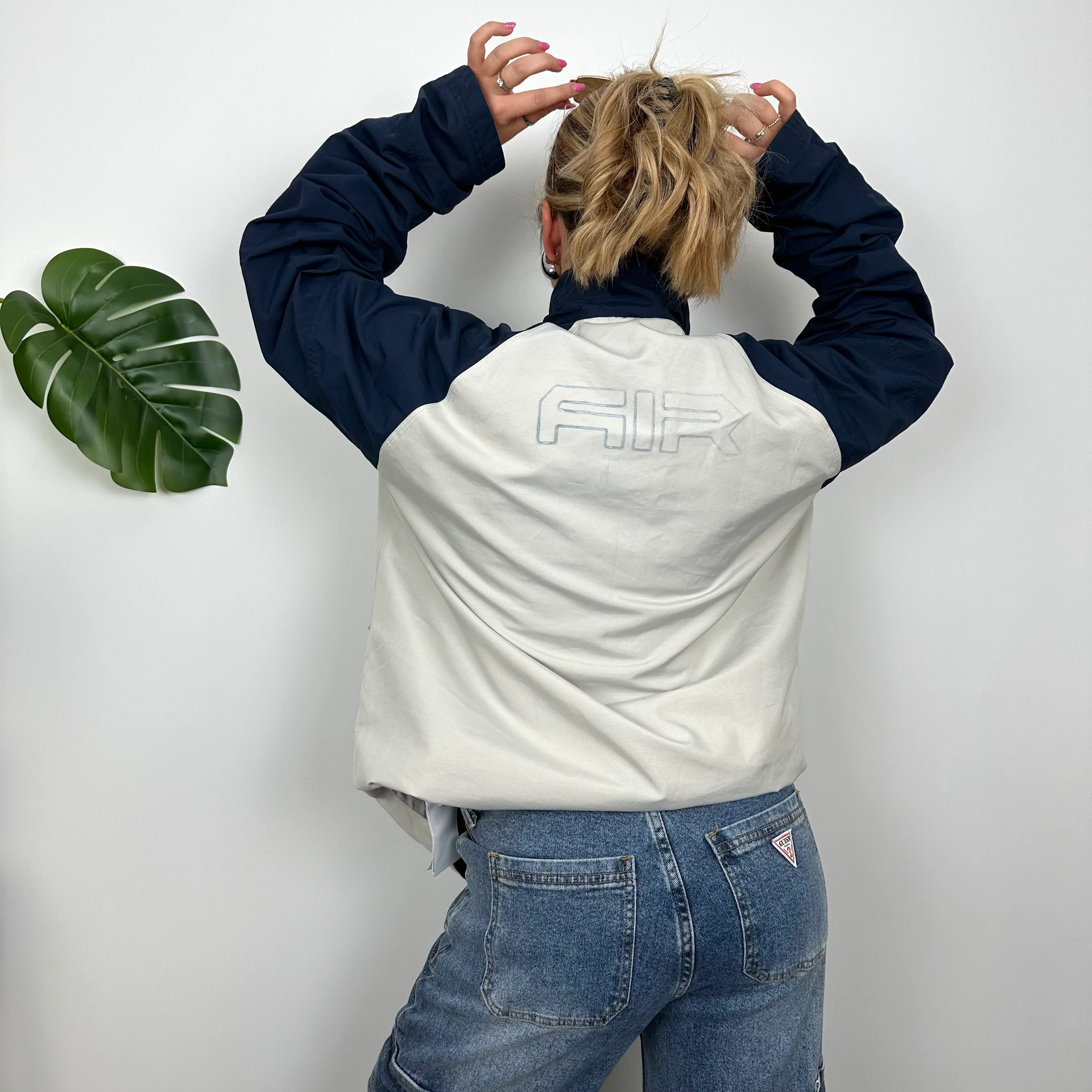 Nike Air Cream Embroidered Spell Out Zip Up Jacket (L) - Image 9