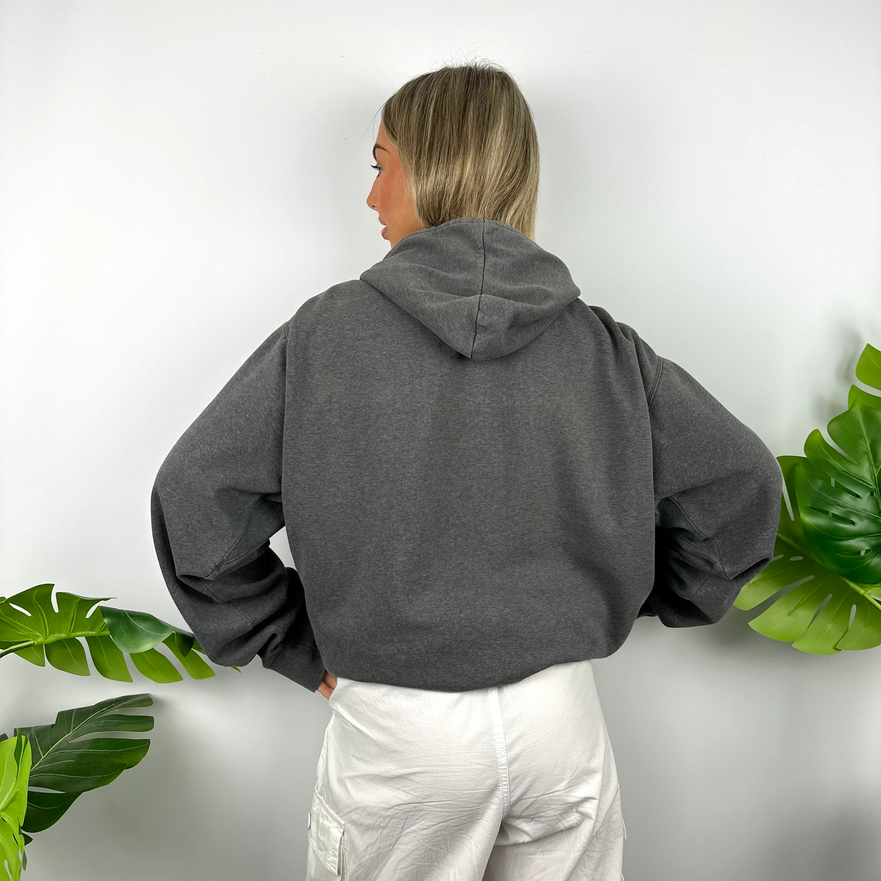 Nike Air Grey Embroidered Spell Out Hoodie (XL) - Image 5