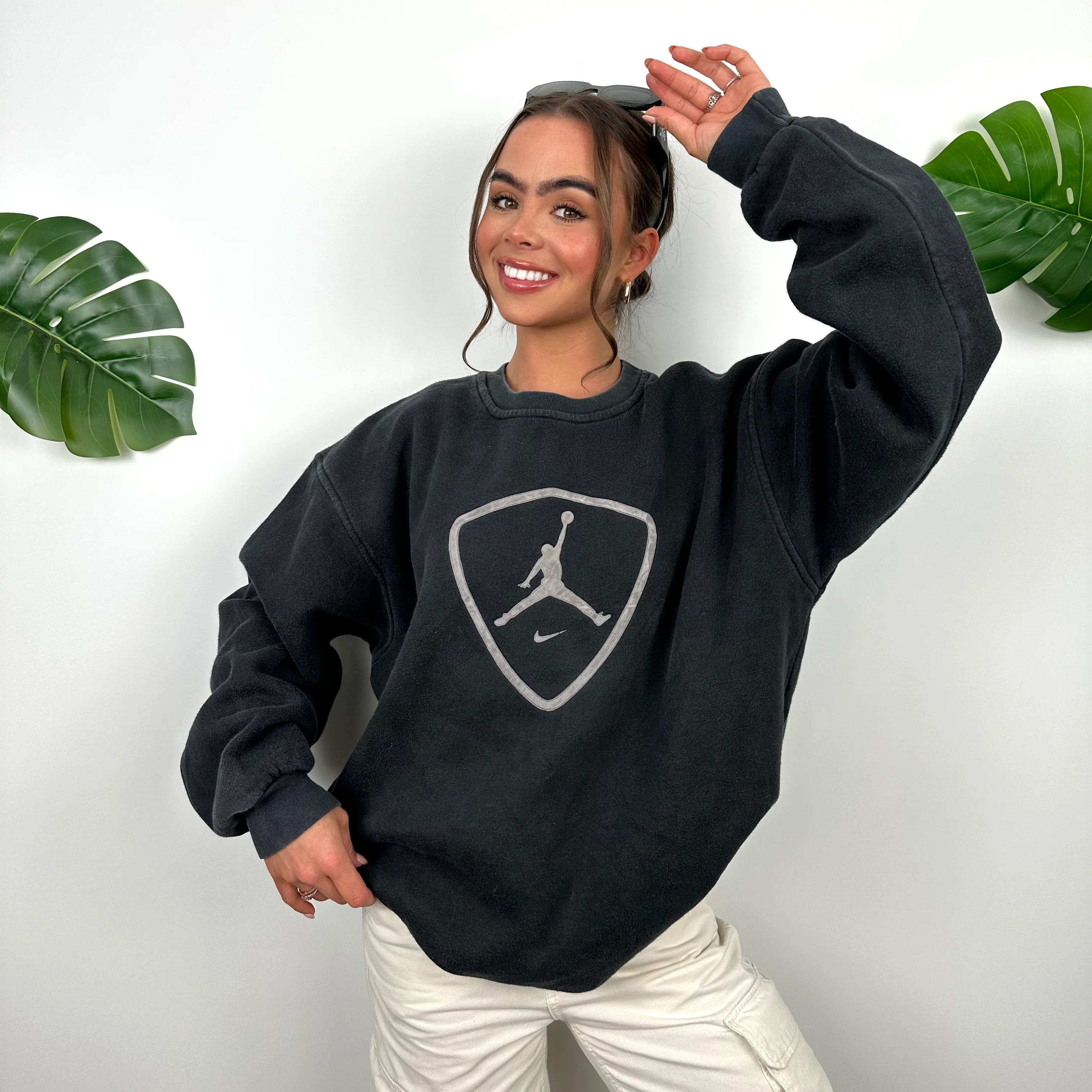 Nike Air Jordan Black Embroidered Logo Sweatshirt (L) - Image 5