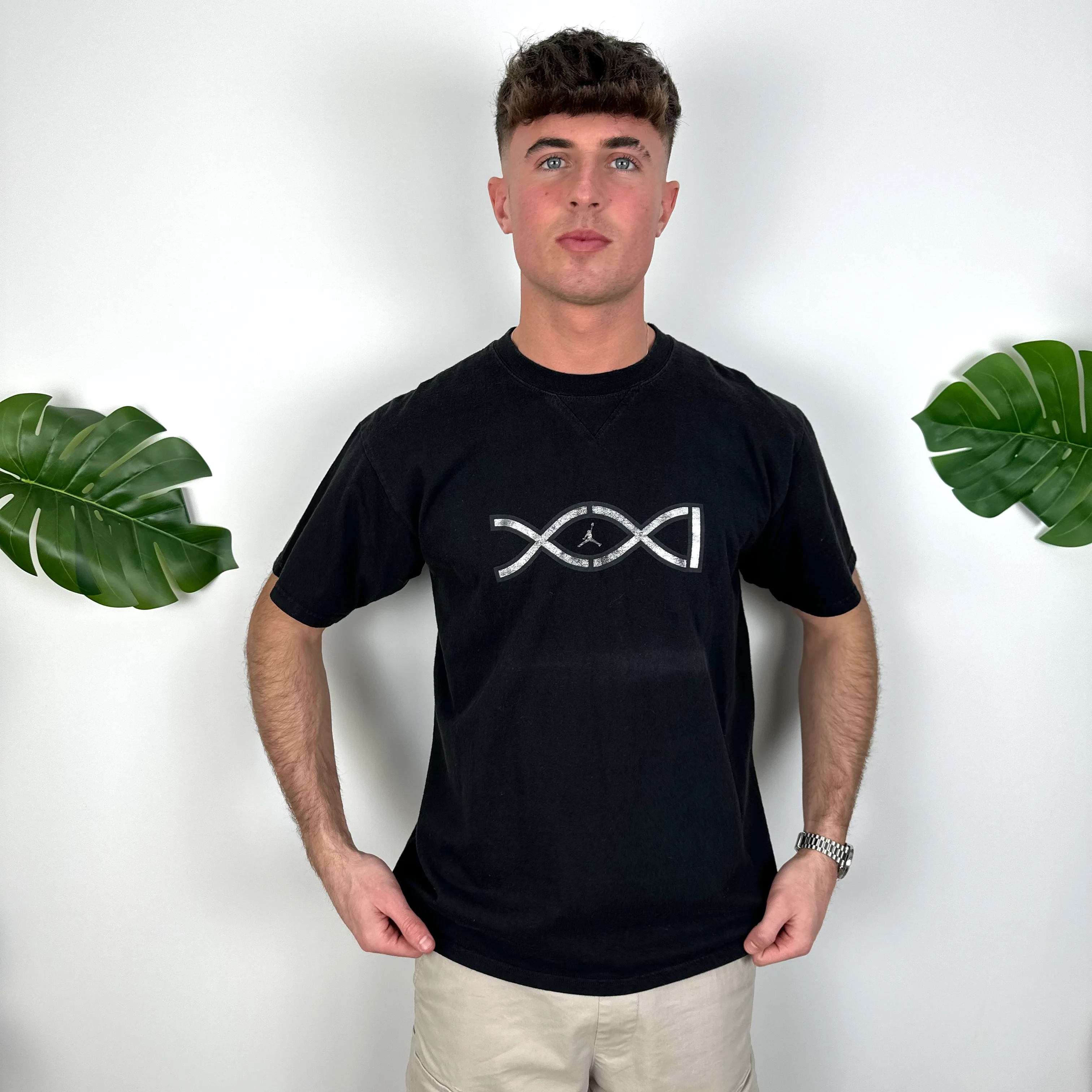 Nike Air Jordan Black Spell Out T Shirt (M) - Image 2