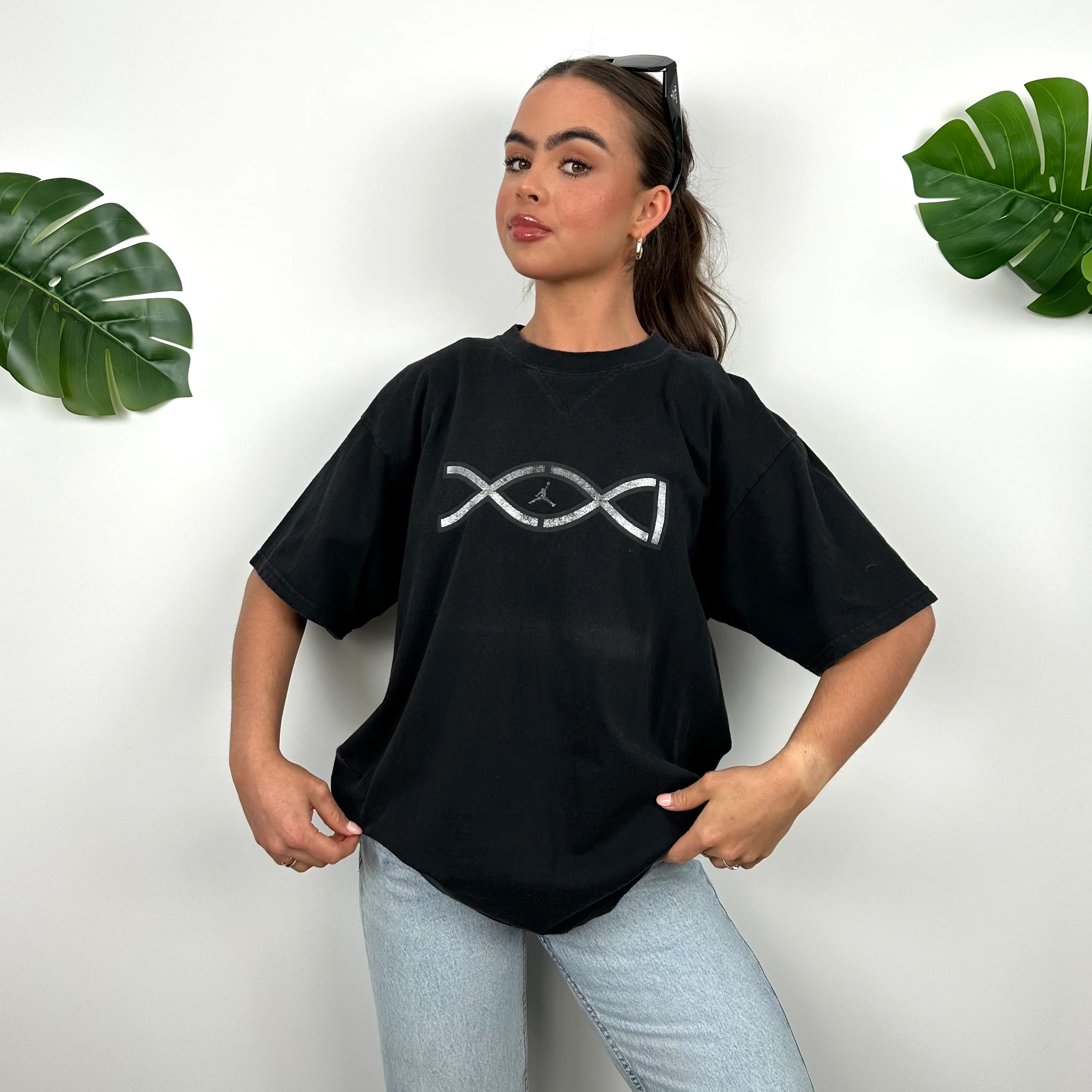 Nike Air Jordan Black Spell Out T Shirt (M) - Image 2
