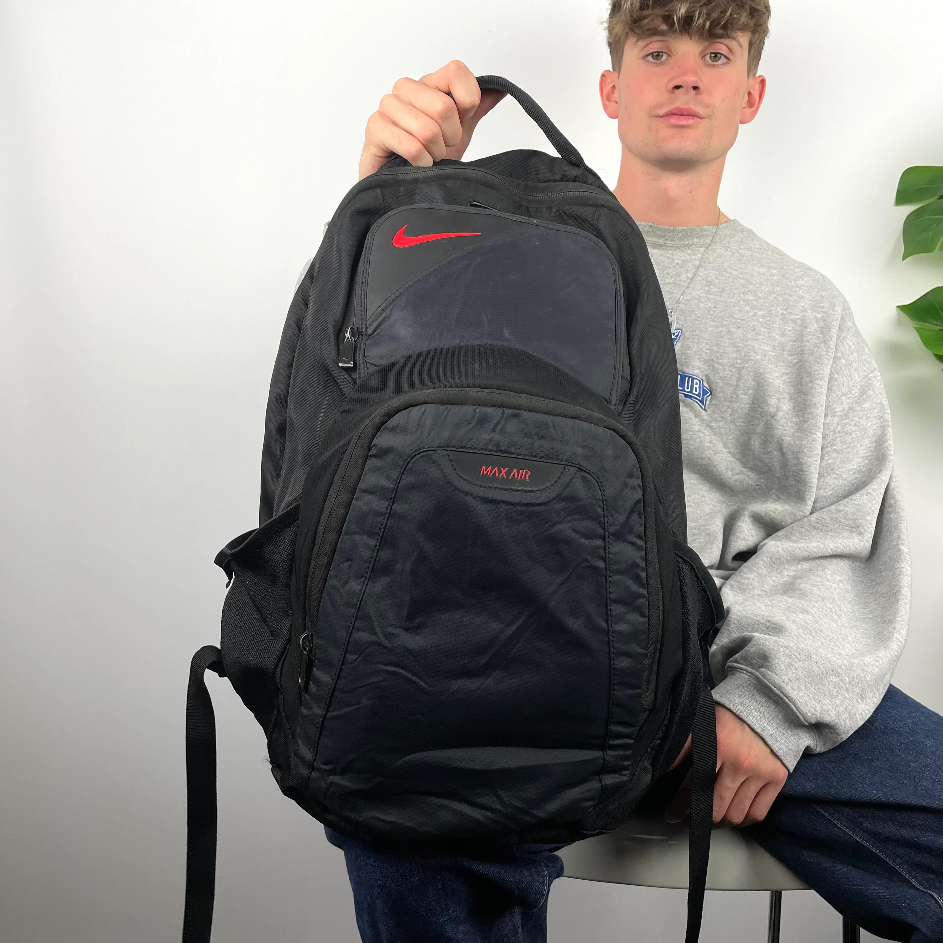 Nike Air Max RARE Black Embroidered Spell Out Backpack - Image 3