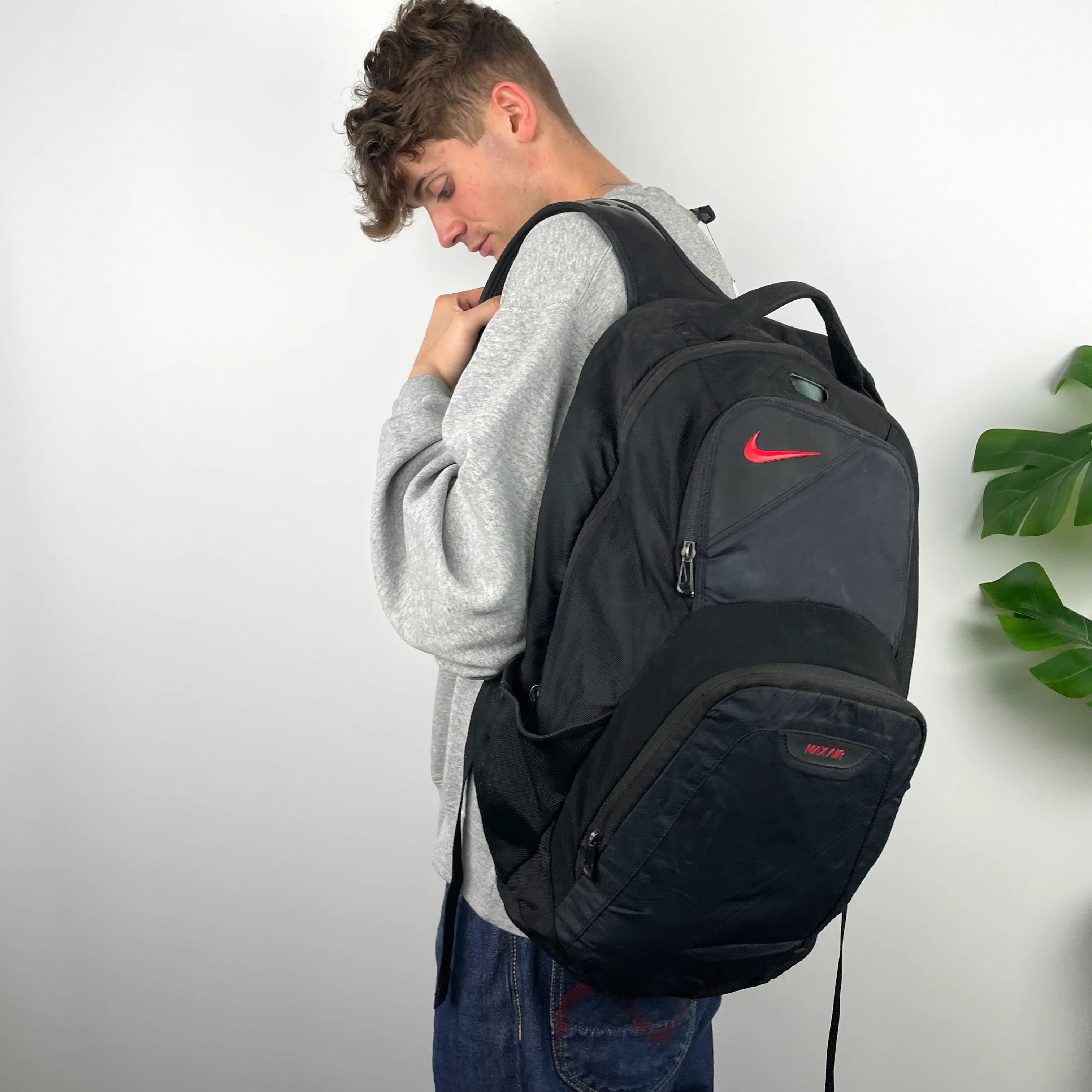 Nike Air Max RARE Black Embroidered Spell Out Backpack - Image 4