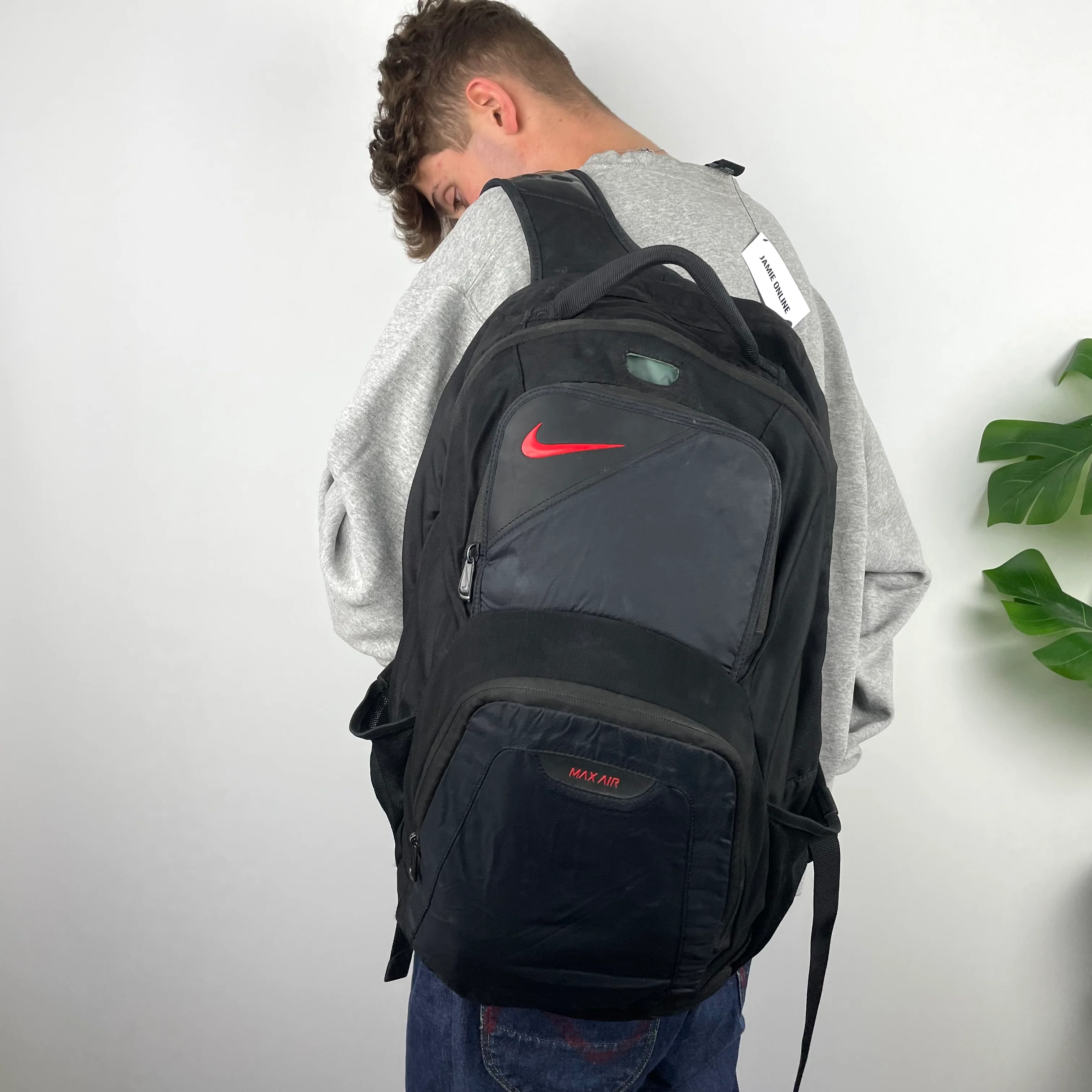 Nike Air Max RARE Black Embroidered Spell Out Backpack - Image 7