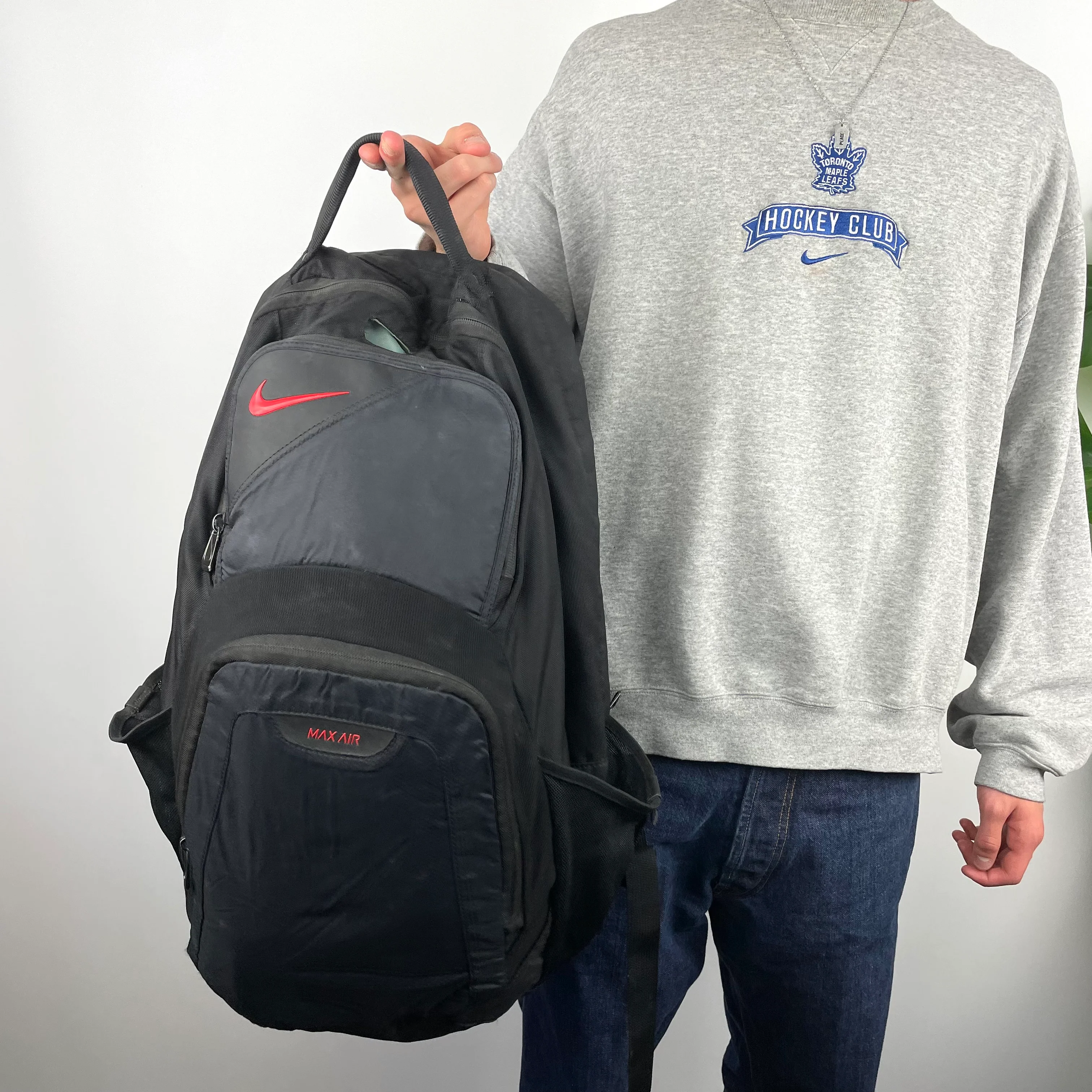 Nike Air Max RARE Black Embroidered Spell Out Backpack - Image 8