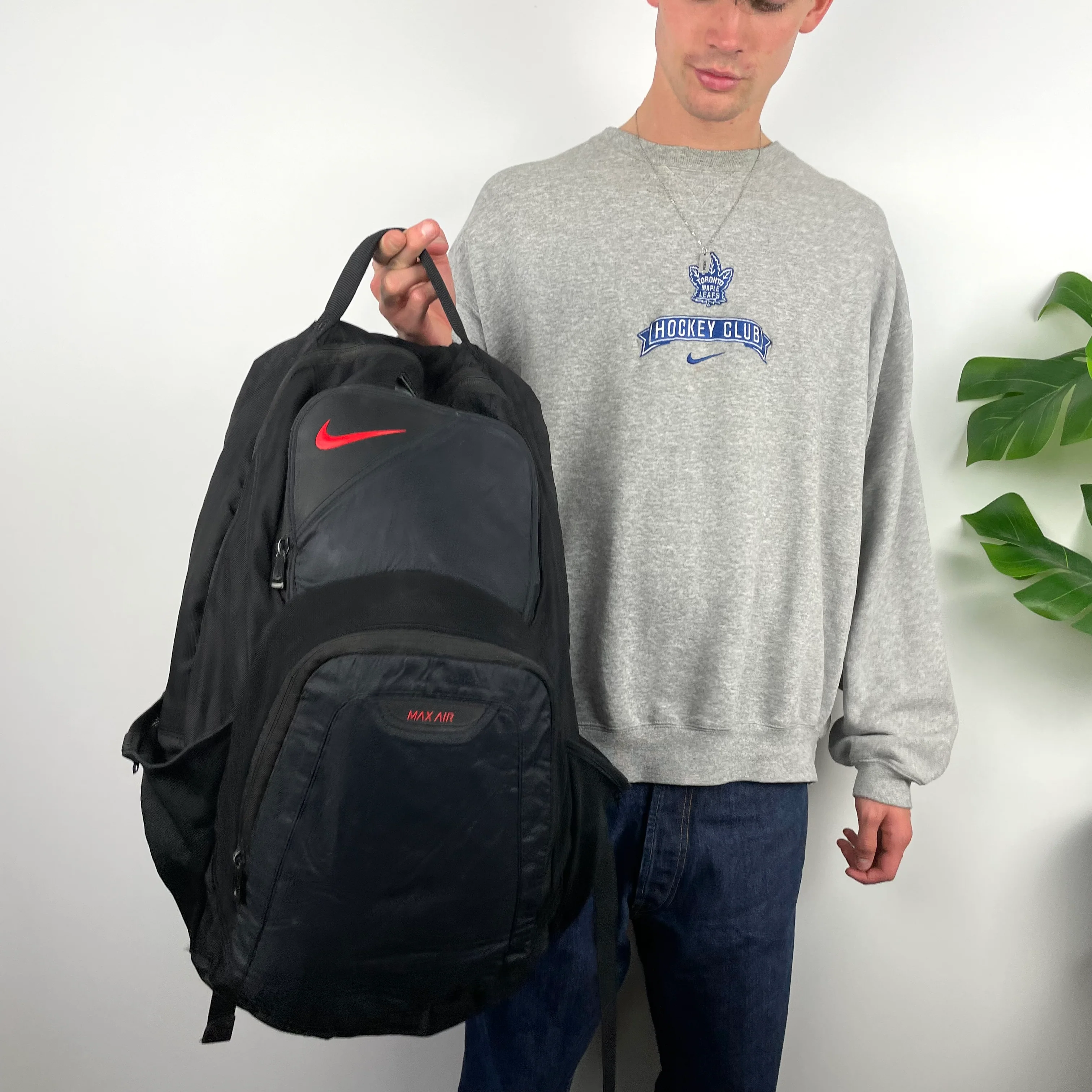 Nike Air Max RARE Black Embroidered Spell Out Backpack - Image 9