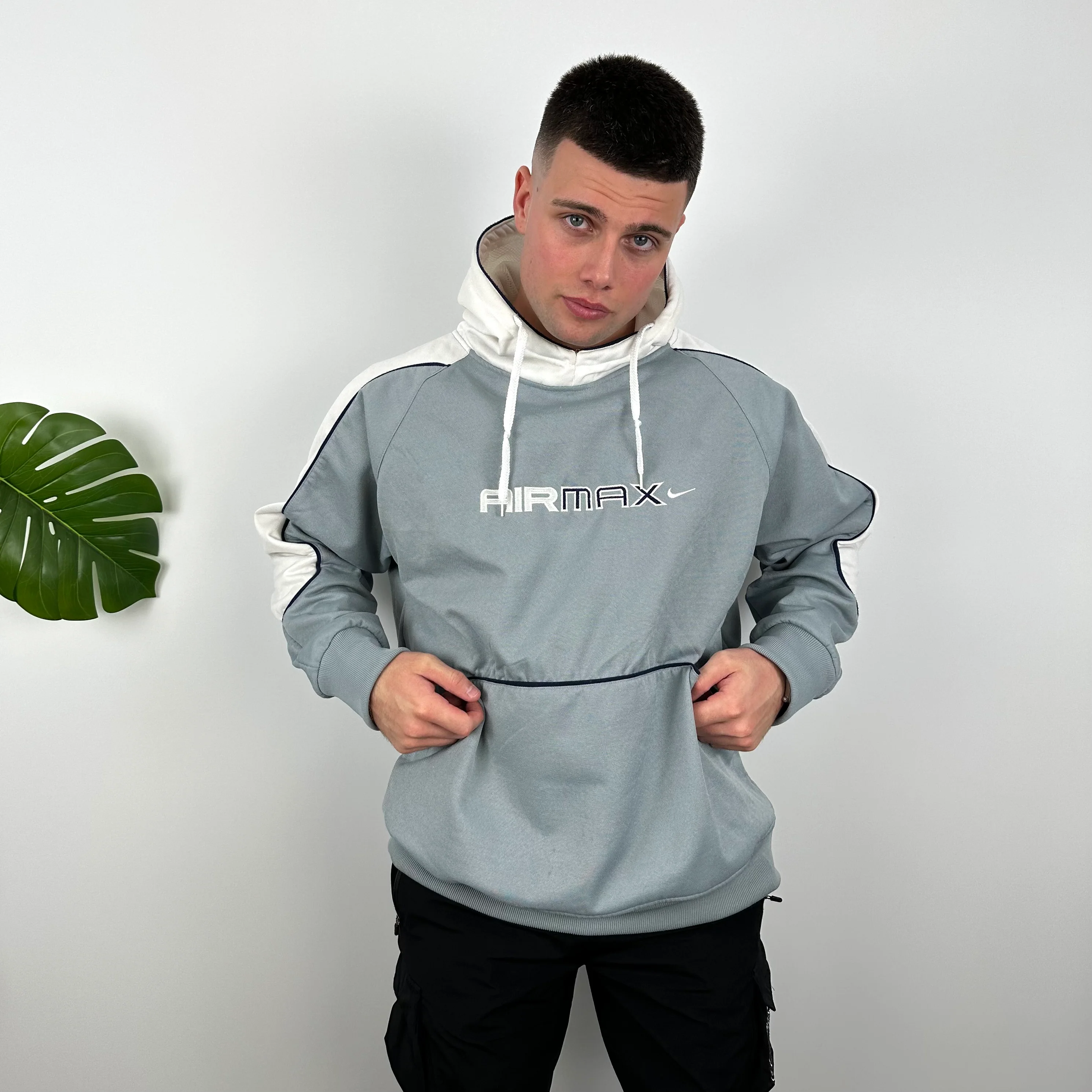 Nike Air Max RARE Grey Embroidered Spell Out Hoodie (L) - Image 4