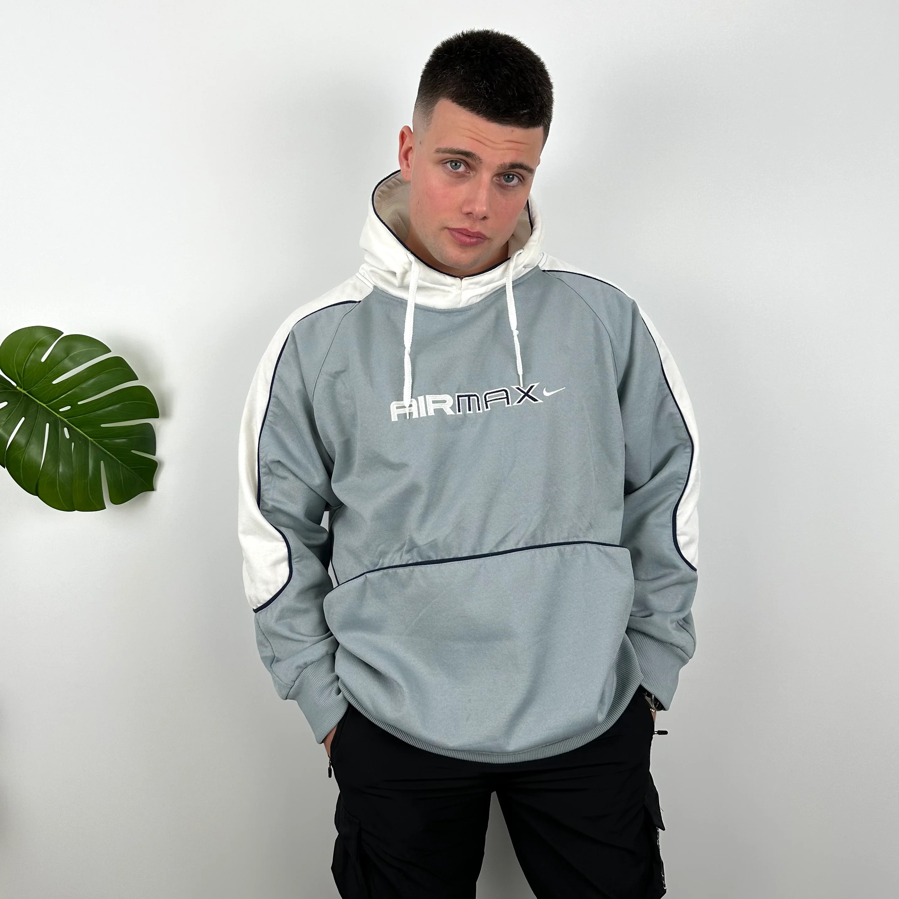 Nike Air Max RARE Grey Embroidered Spell Out Hoodie (L) - Image 5
