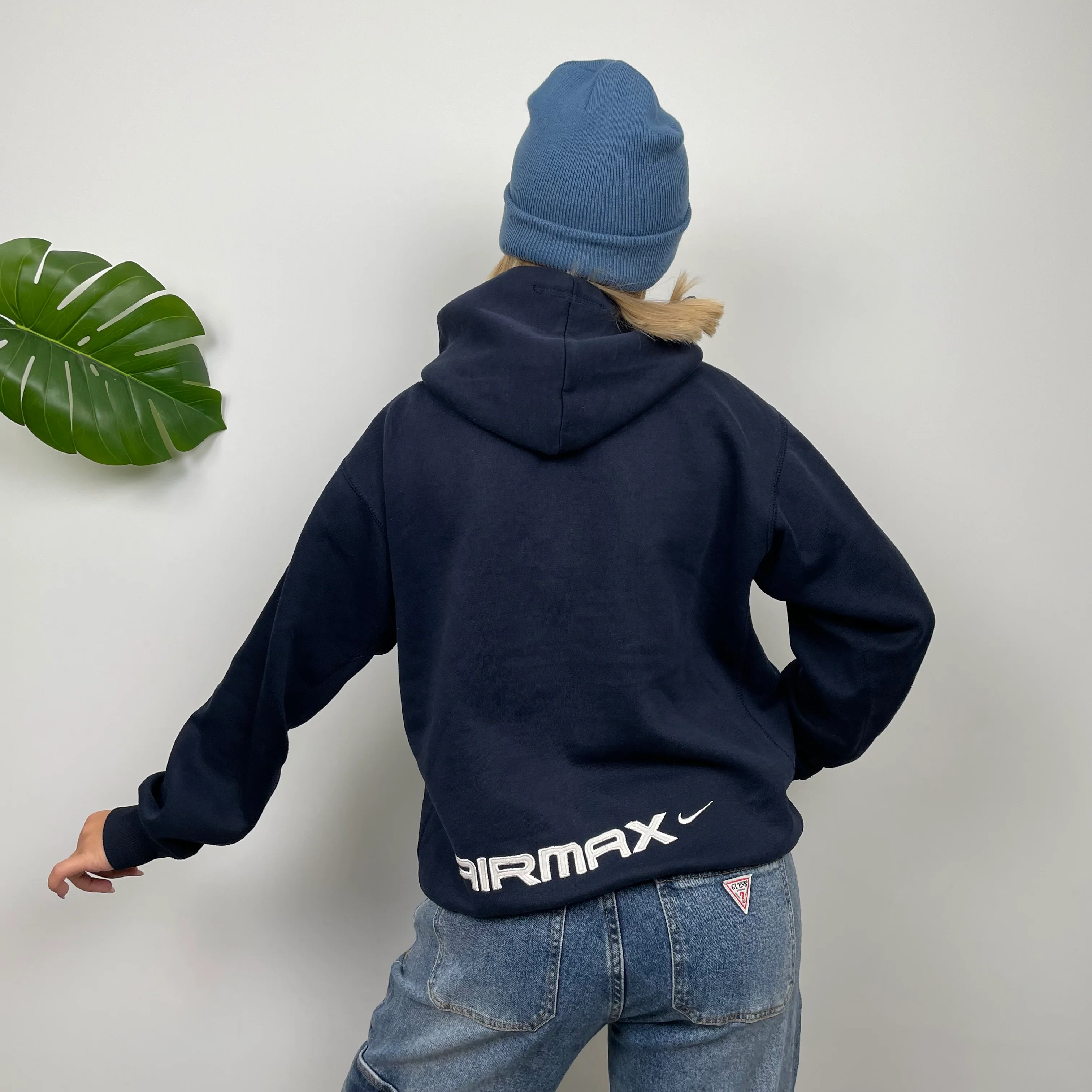 Nike Air Max ULTRA RARE Navy Embroidered Spell Out Zip Up Hoodie Jacket (S) - Image 6