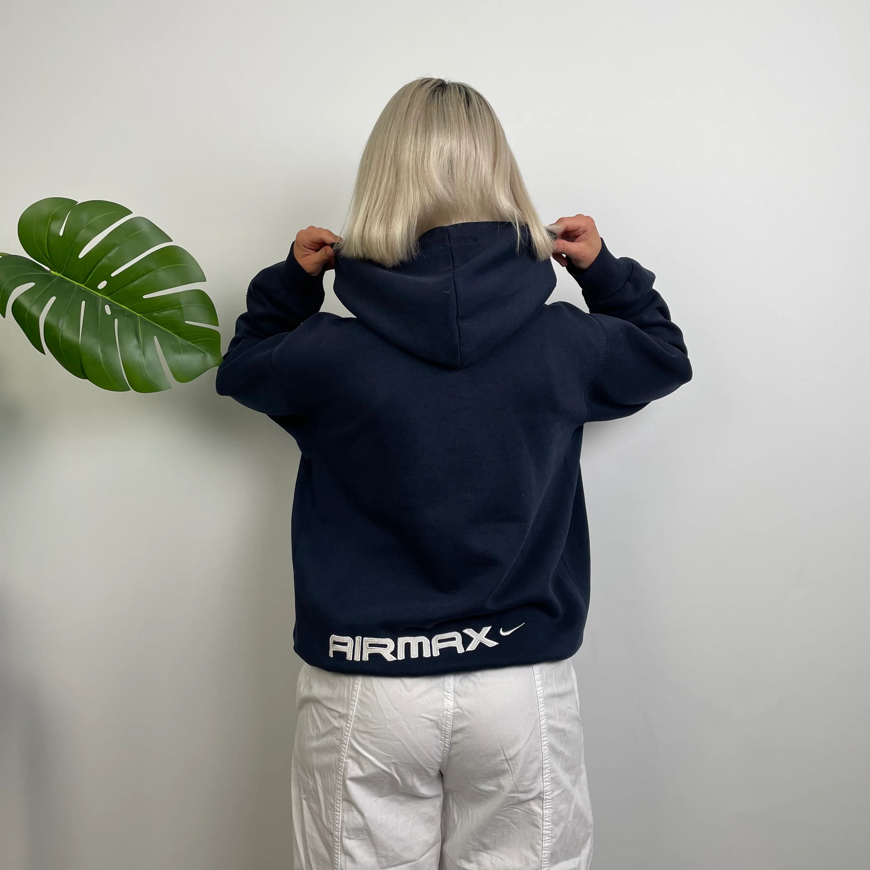 Nike Air Max ULTRA RARE Navy Embroidered Spell Out Zip Up Hoodie Jacket (S) - Image 5