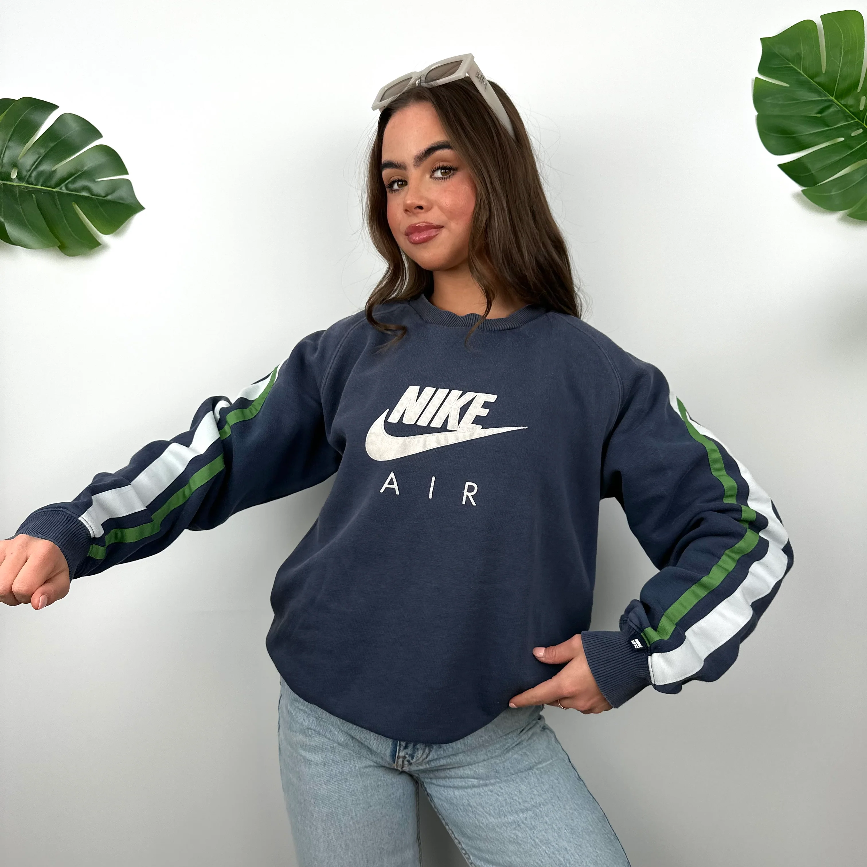 Nike Air Navy Embroidered Spell Out Sweatshirt (M) - Image 5