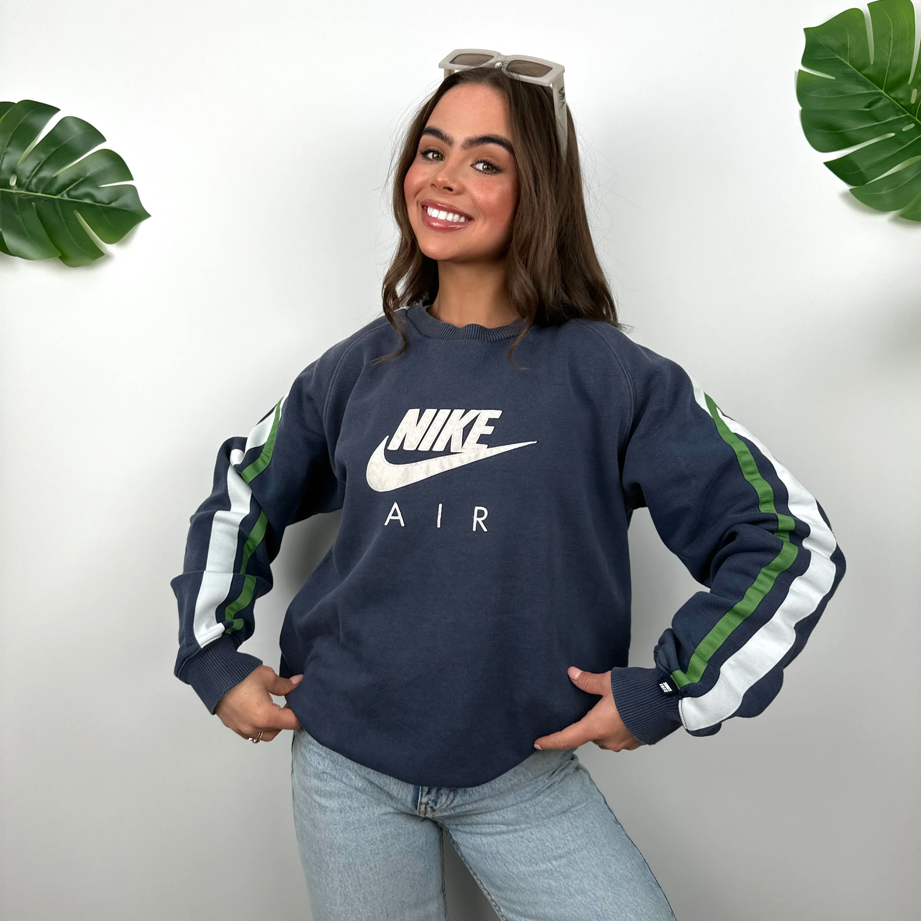 Nike Air Navy Embroidered Spell Out Sweatshirt (M) - Image 6