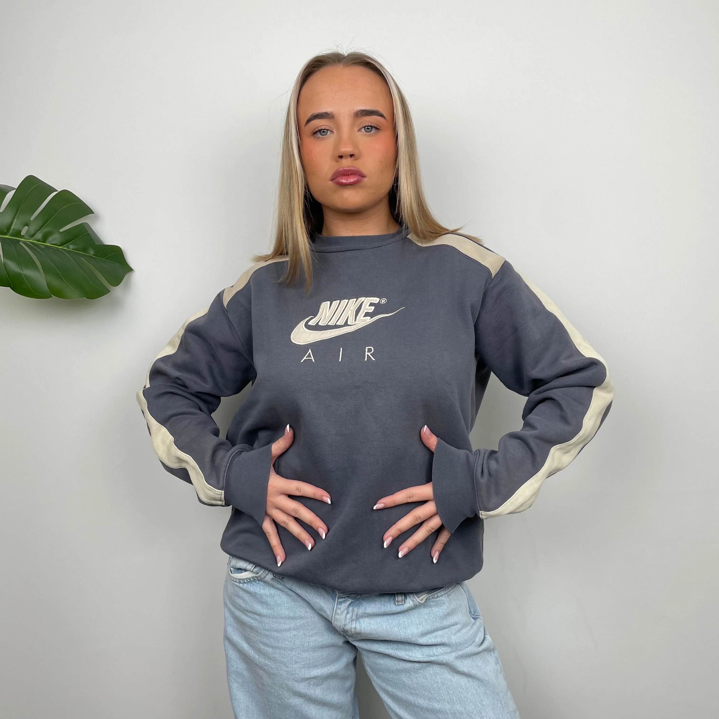 Nike Air RARE Grey Embroidered Spell Out Sweatshirt (L)