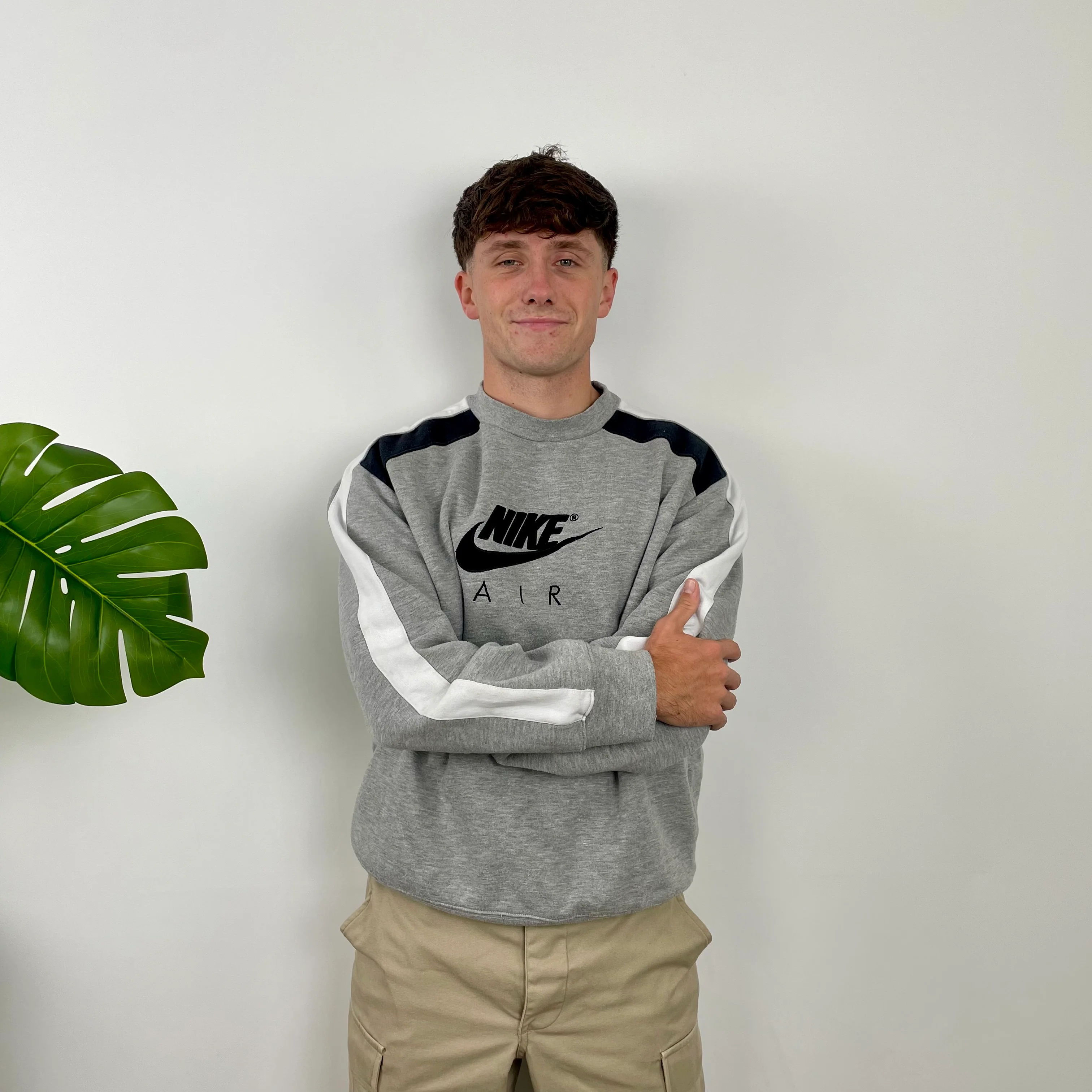 Nike Air RARE Grey Embroidered Spell Out Sweatshirt (M) - Image 5