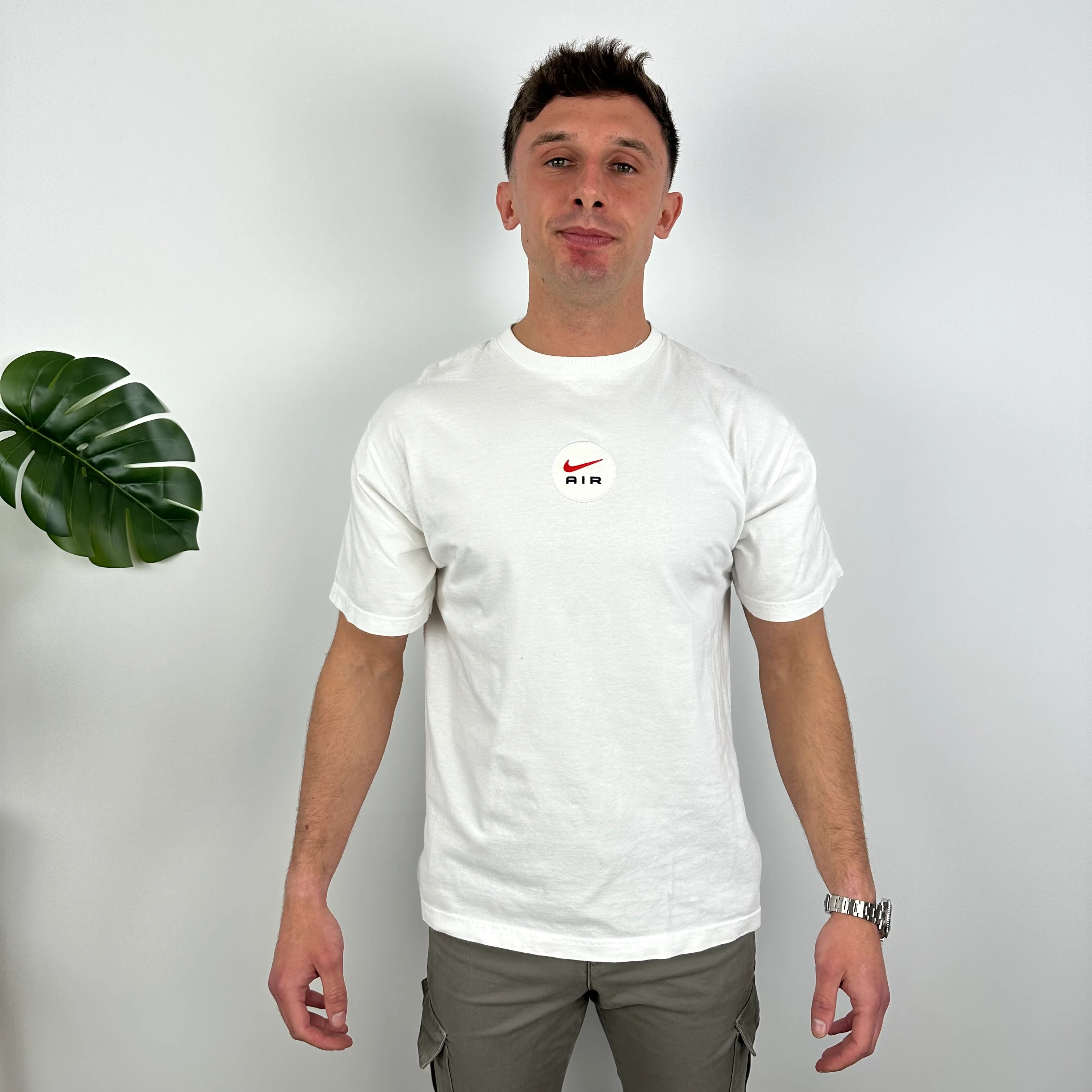 Nike Air White Embroidered Spell Out T Shirt (L) - Image 3