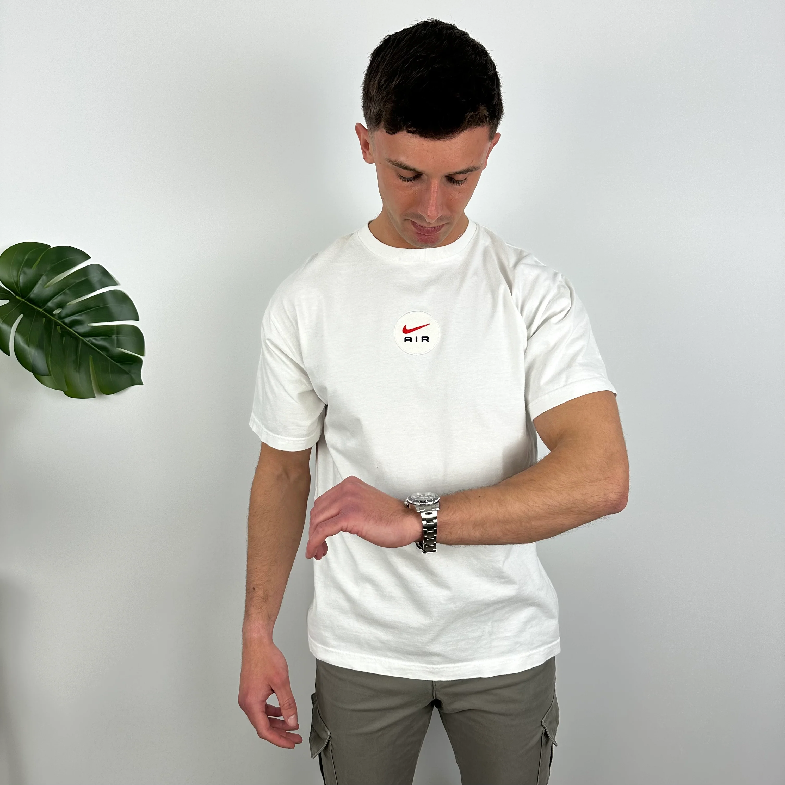Nike Air White Embroidered Spell Out T Shirt (L) - Image 4