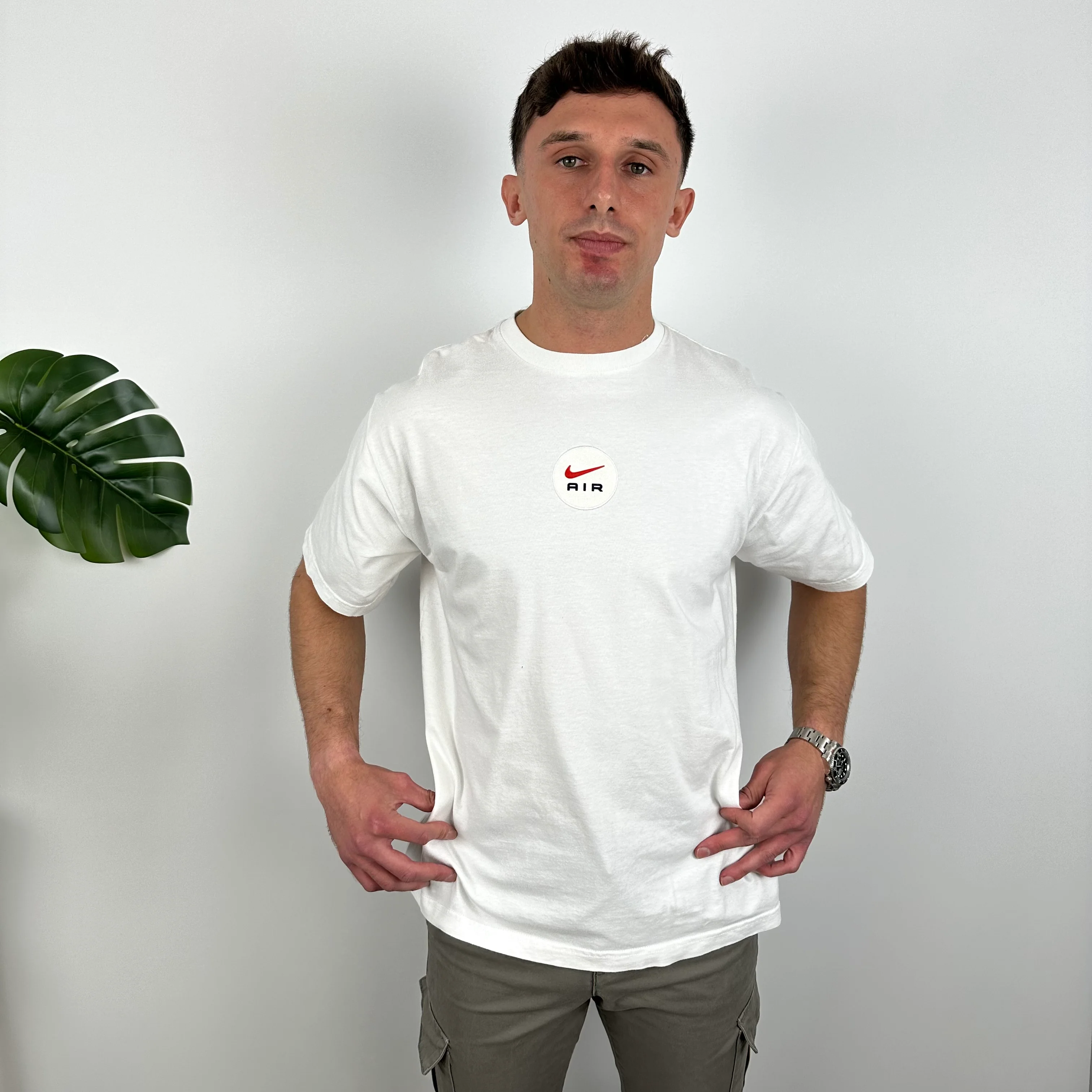 Nike Air White Embroidered Spell Out T Shirt (L) - Image 5