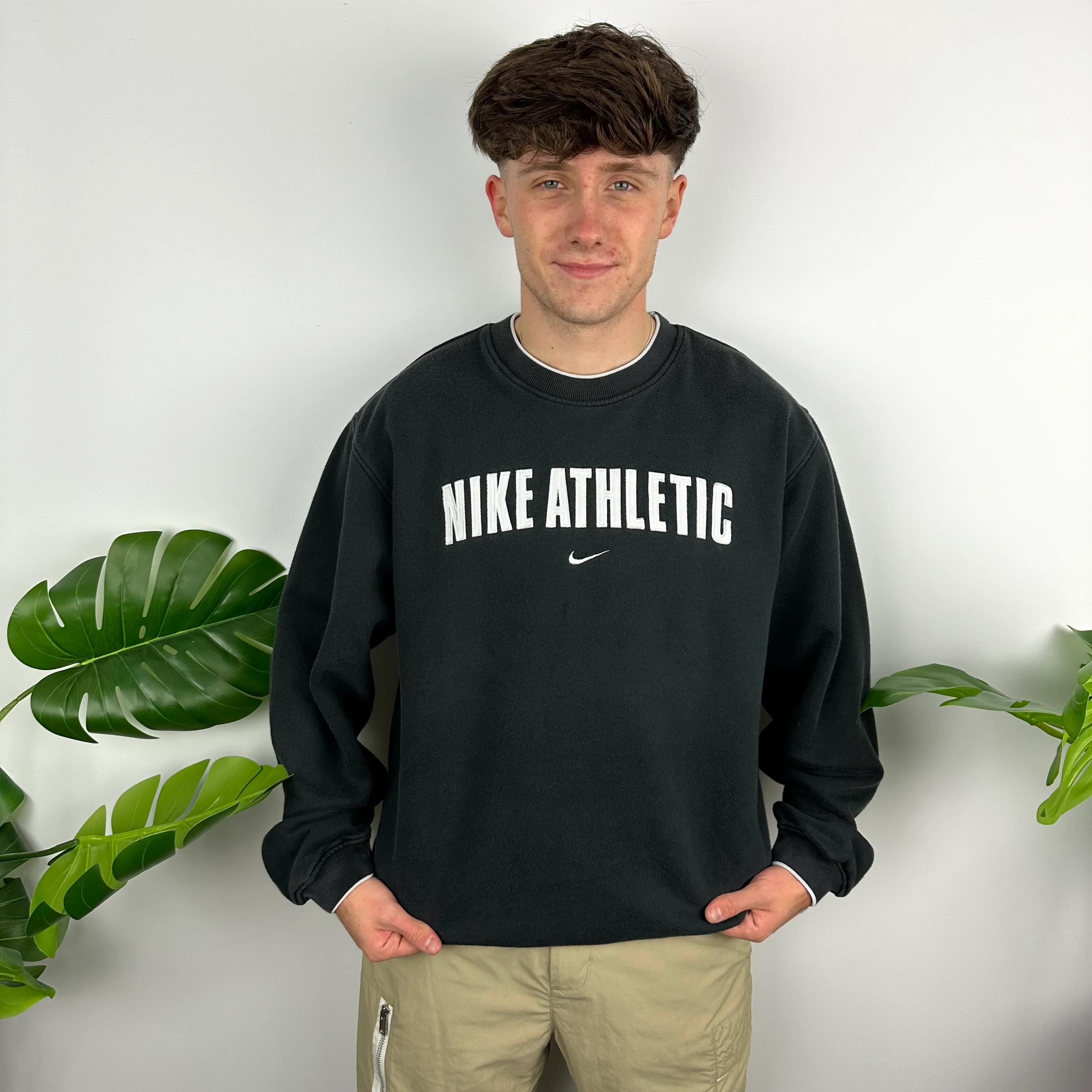 Nike Athletic Black Embroidered Spell Out Sweatshirt (M) - Image 2