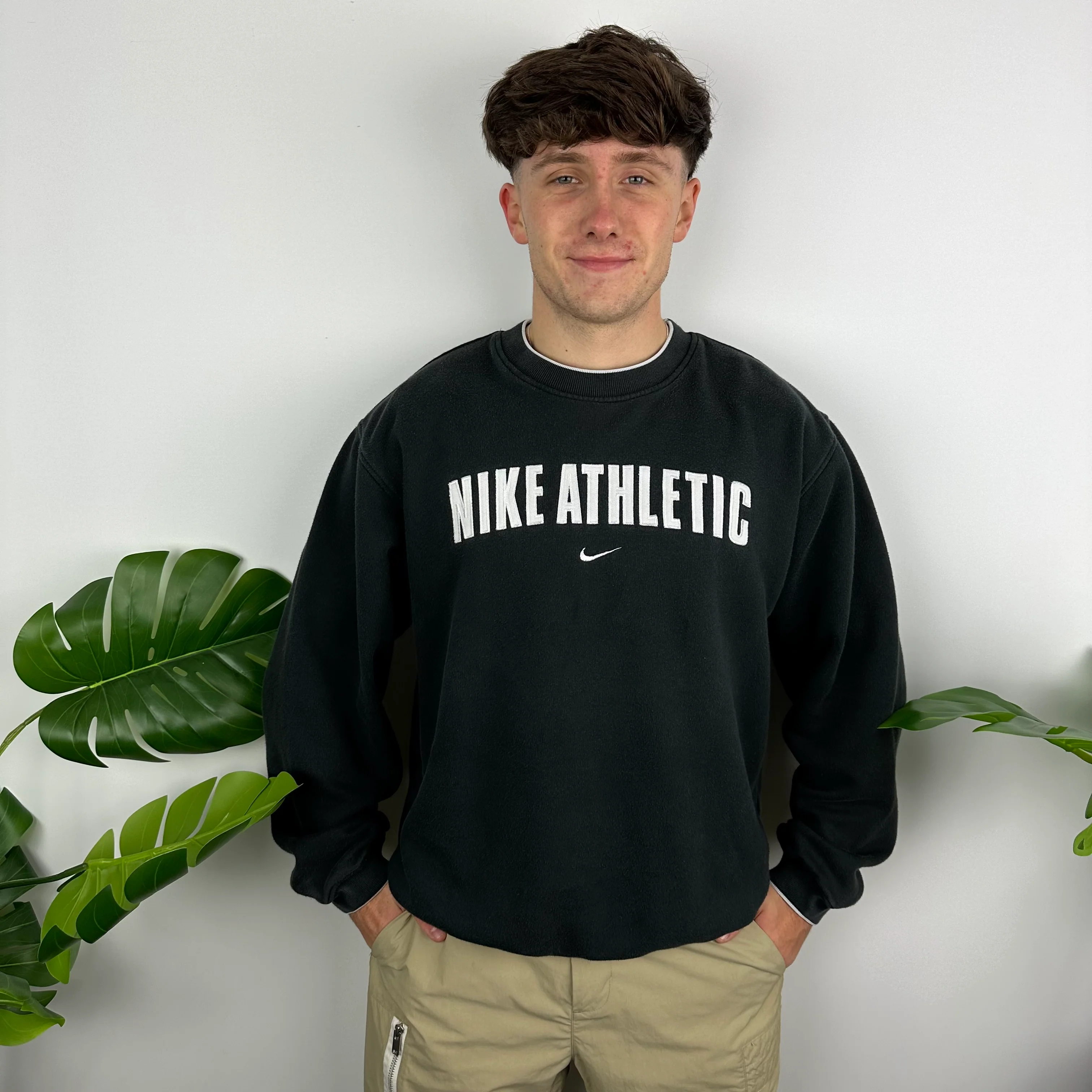 Nike Athletic Black Embroidered Spell Out Sweatshirt (M) - Image 5