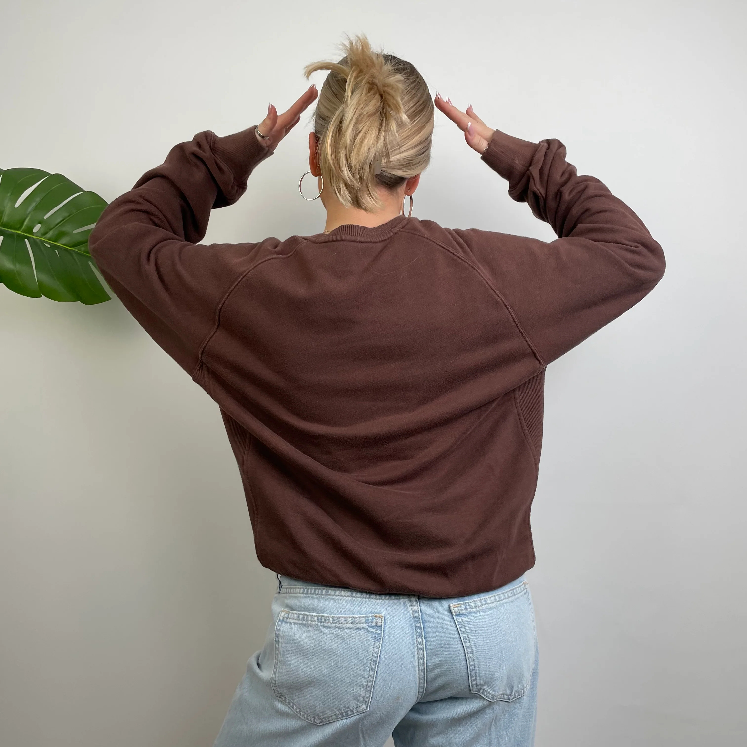 Nike Athletic Brown Embroidered Spell Out Sweatshirt (M) - Image 7