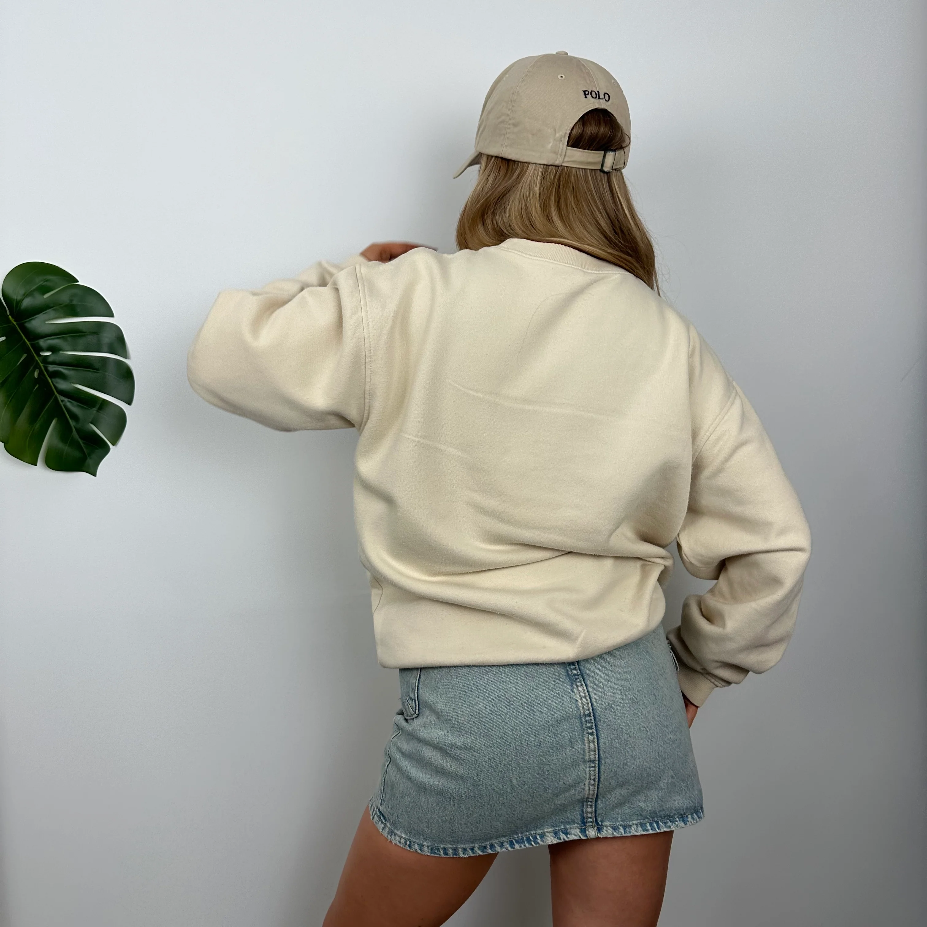Nike Athletic Cream Embroidered Spell Out Sweatshirt (M) - Image 8