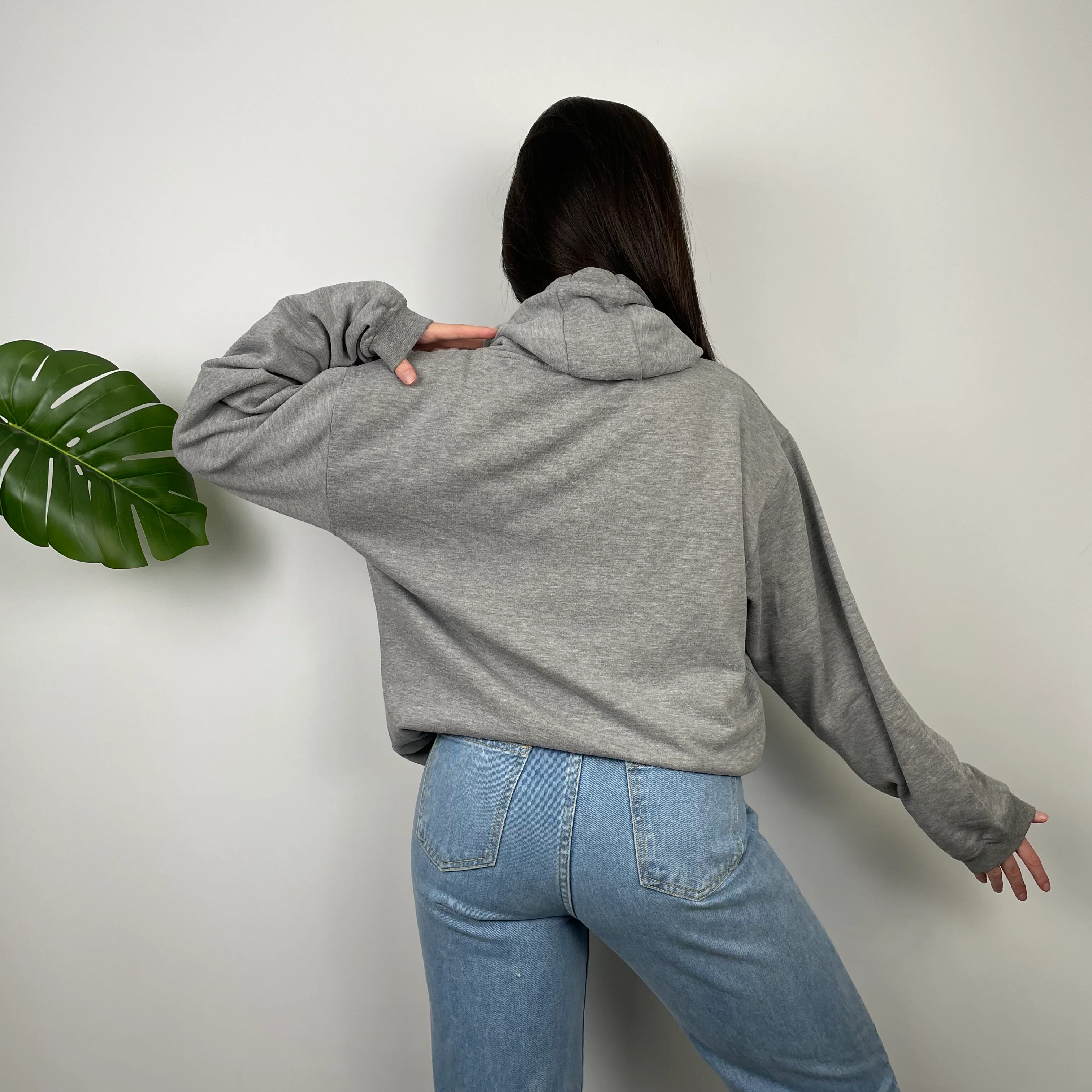 Nike Athletic Grey Embroidered Spell Out Hoodie (L) - Image 7