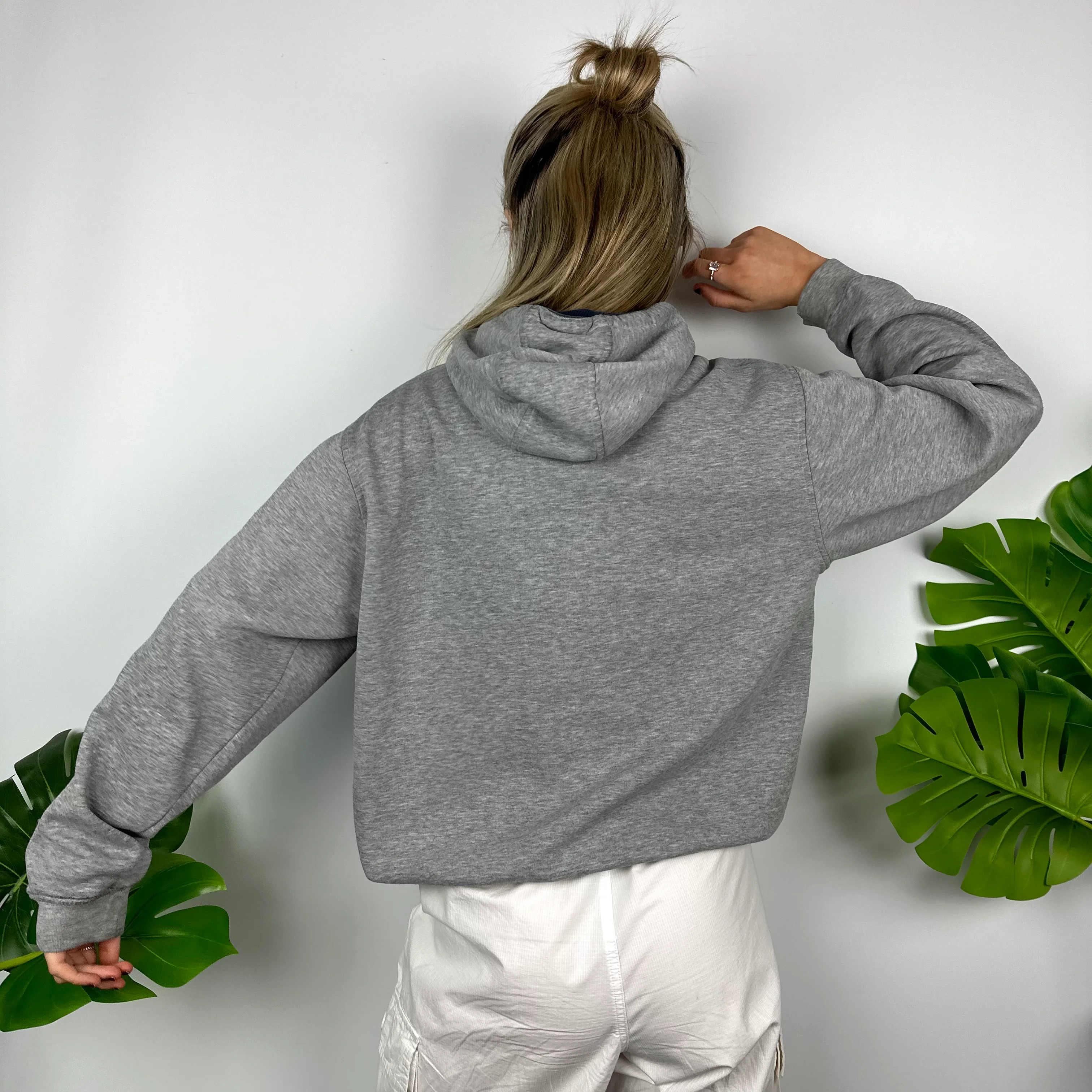 Nike Athletic Grey Embroidered Spell Out Hoodie (M) - Image 4