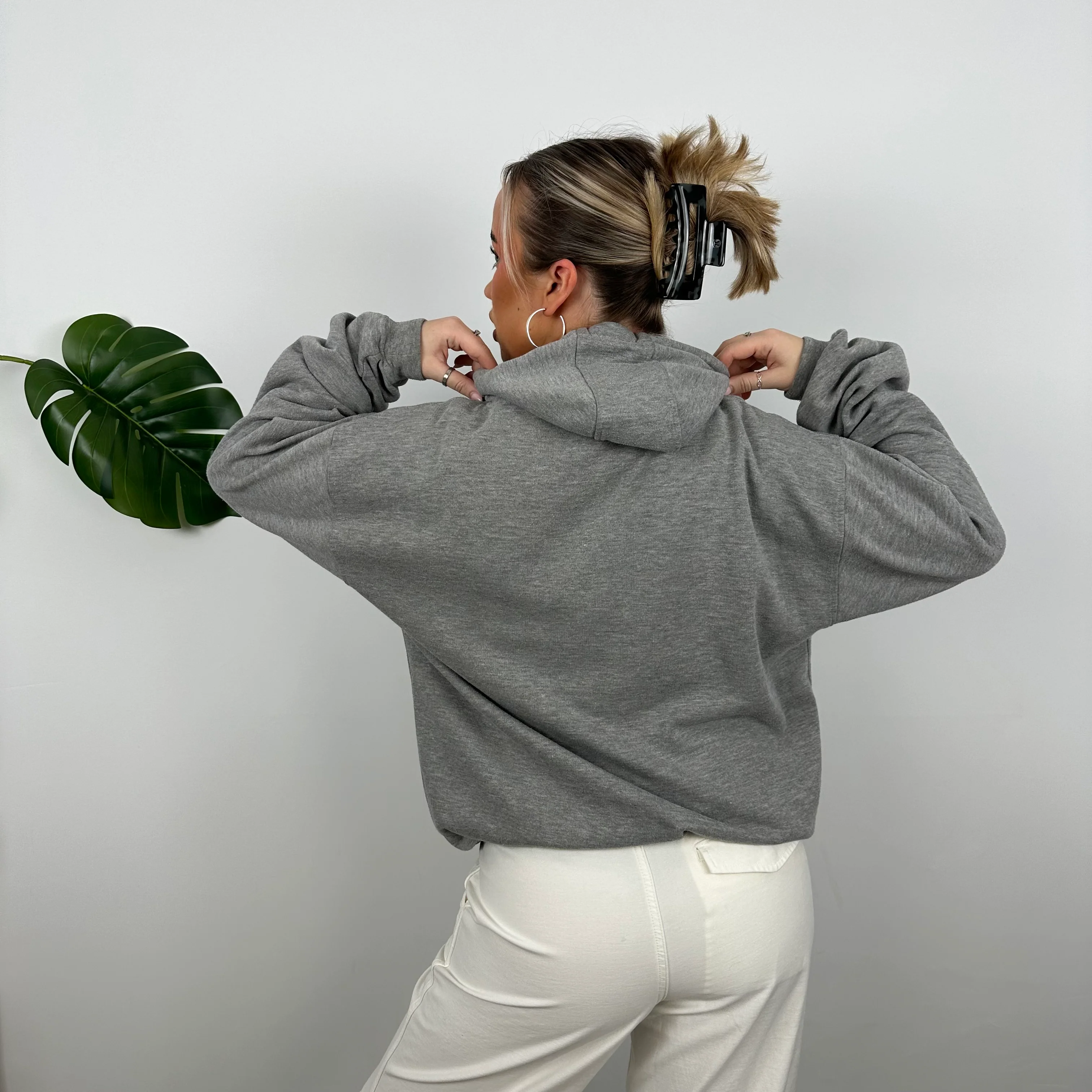 Nike Athletic Grey Embroidered Spell Out Hoodie (L) - Image 4