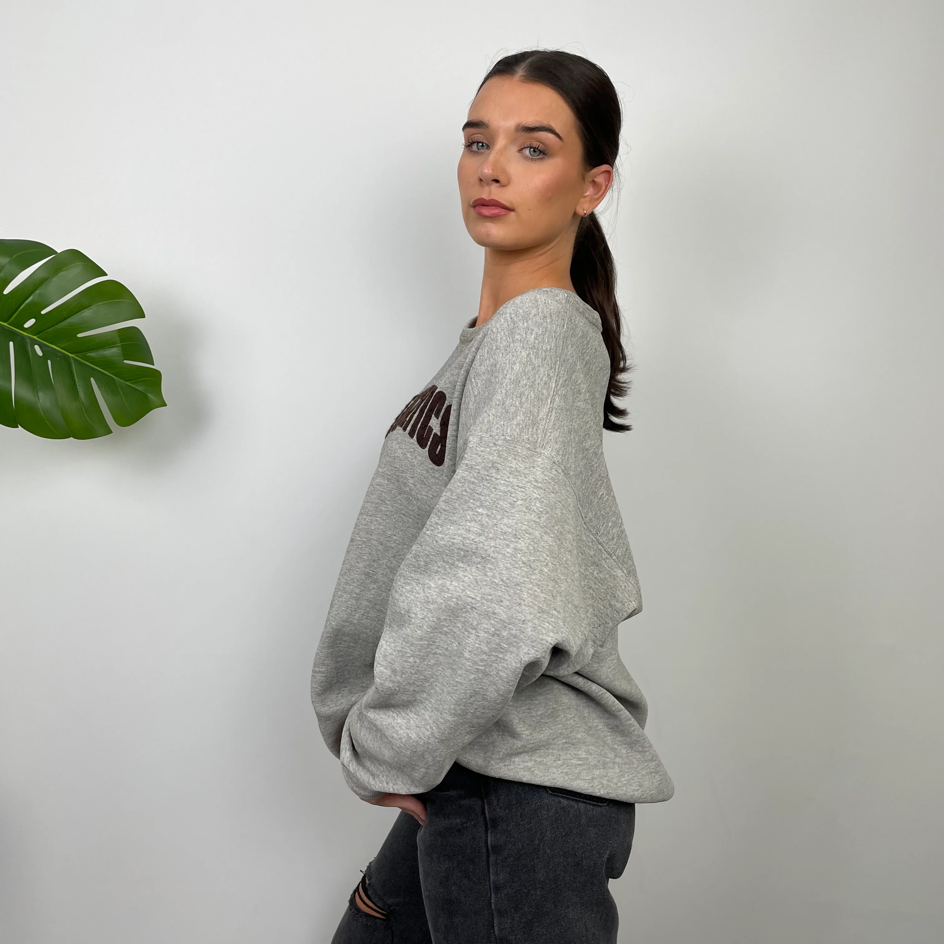 Nike Athletic Grey Embroidered Spell Out Sweatshirt (L) - Image 4