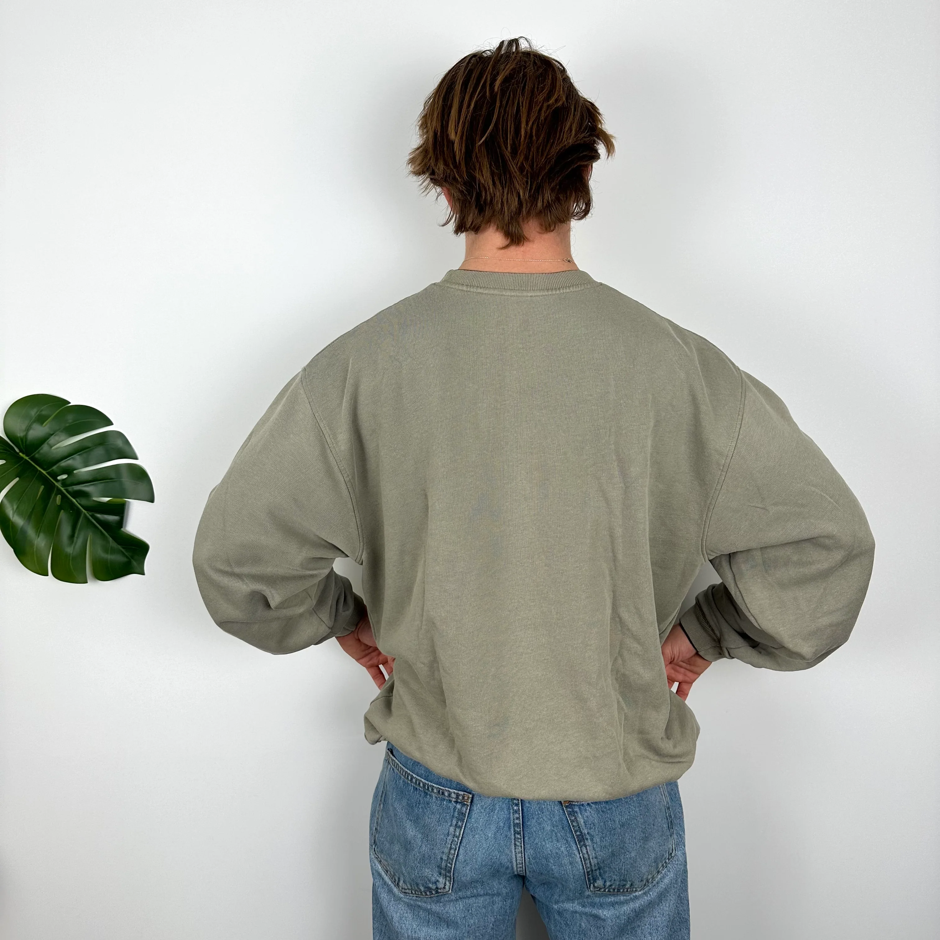 Nike Athletic Khaki Embroidered Spell Out Sweatshirt (L) - Image 5
