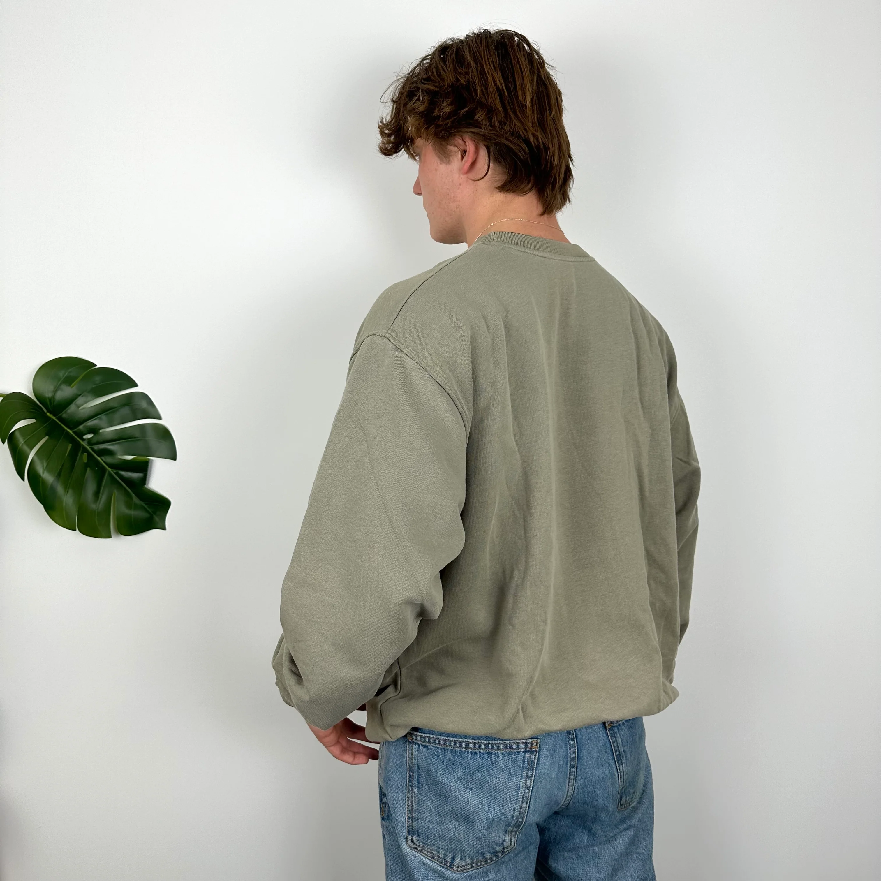 Nike Athletic Khaki Embroidered Spell Out Sweatshirt (L) - Image 6
