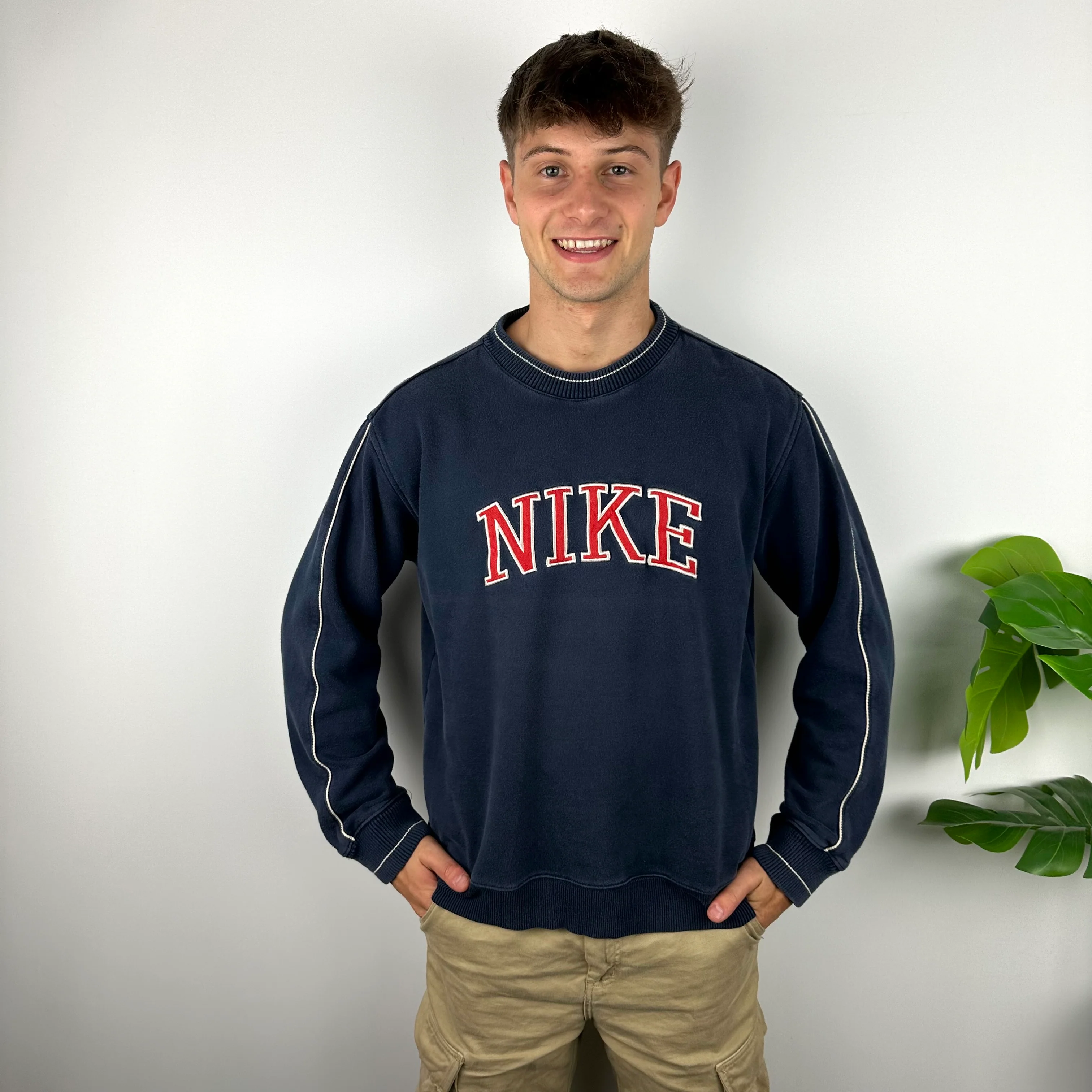 Nike Navy Embroidered Spell Out Sweatshirt (L)