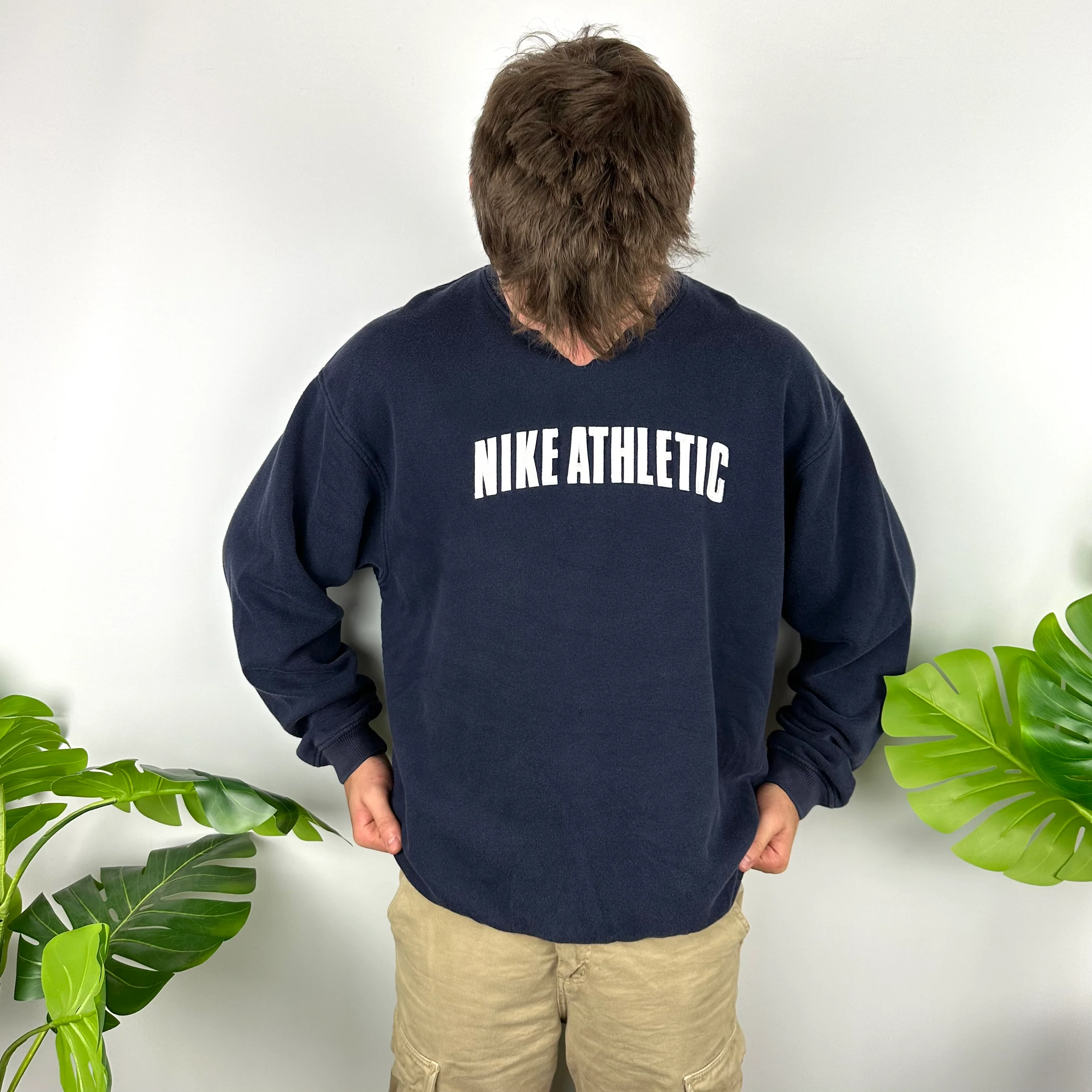 Nike Athletic Navy Embroidered Spell Out Sweatshirt (XL) - Image 6