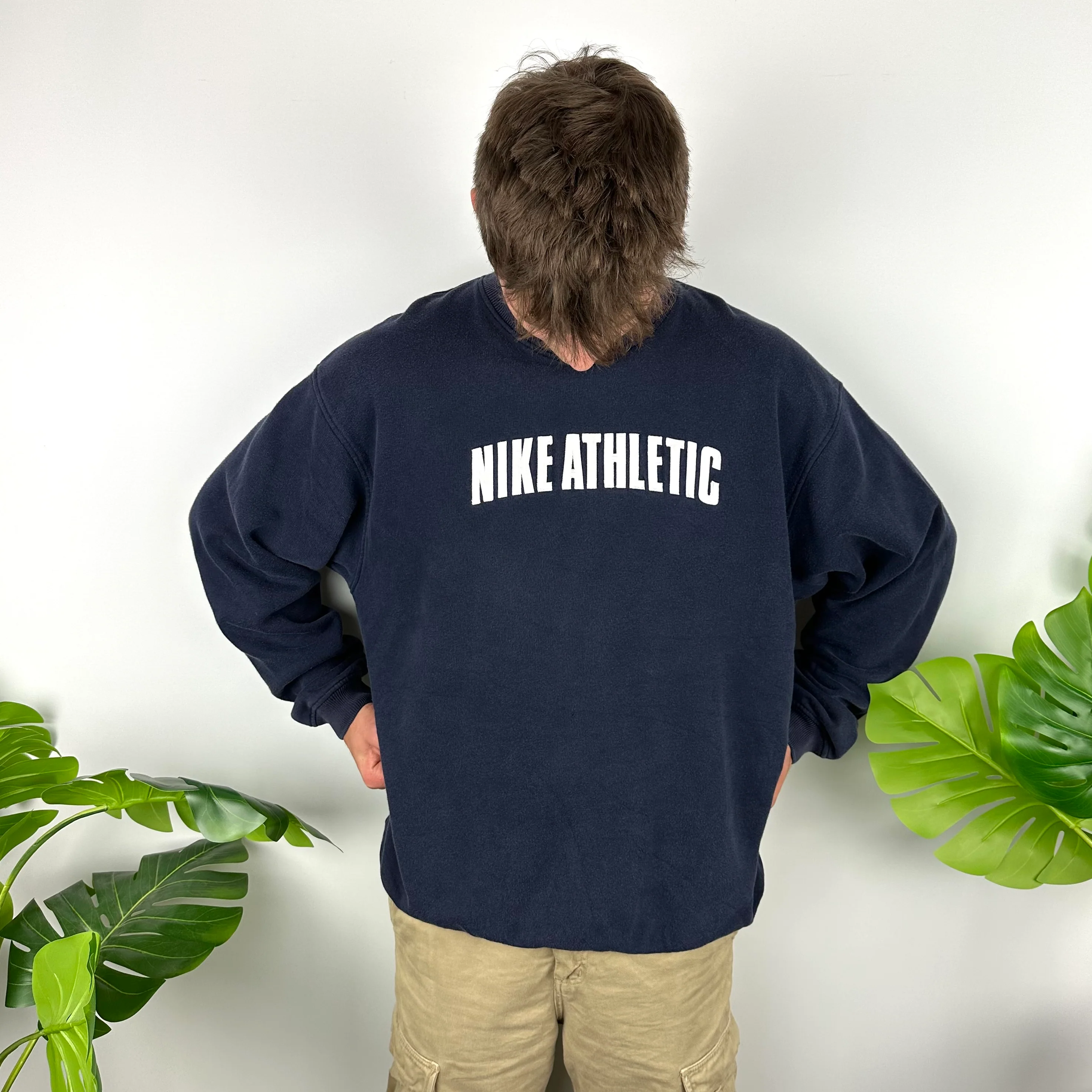 Nike Athletic Navy Embroidered Spell Out Sweatshirt (XL) - Image 8