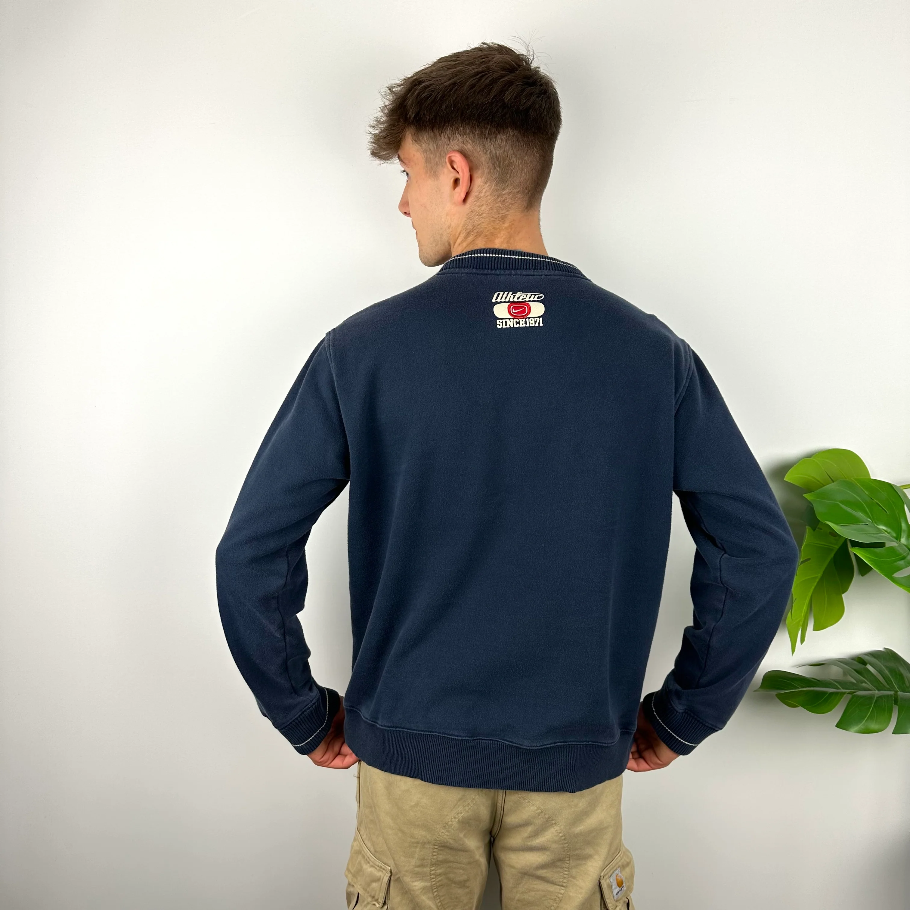 Nike Navy Embroidered Spell Out Sweatshirt (L) - Image 5