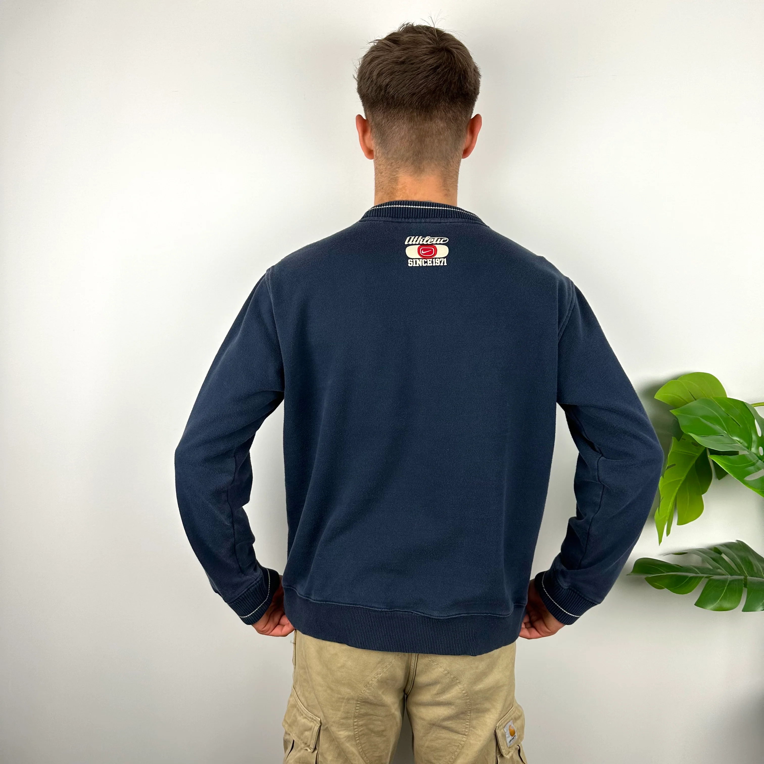 Nike Navy Embroidered Spell Out Sweatshirt (L) - Image 8