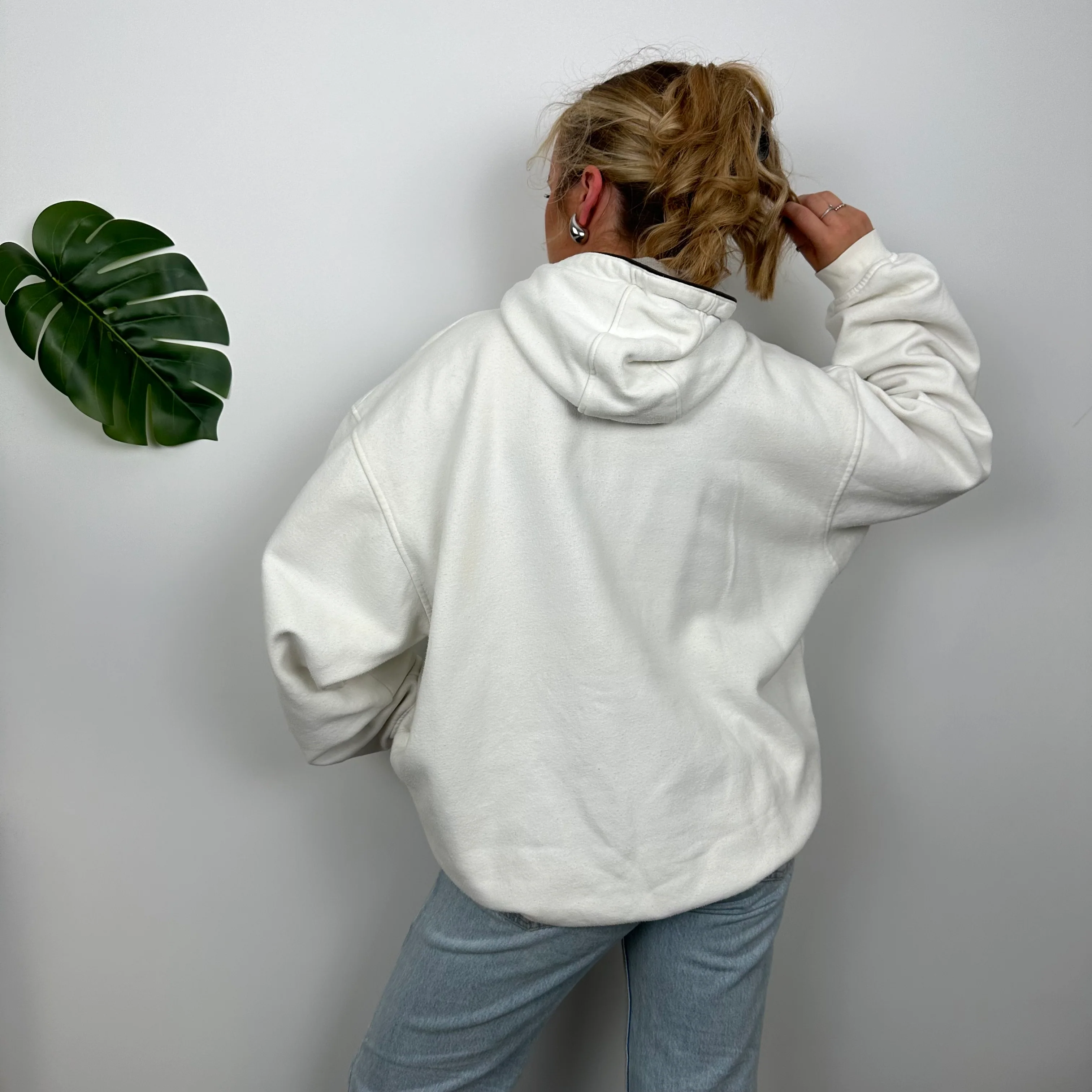 Nike Athletic White Embroidered Spell Out Hoodie (L) - Image 5
