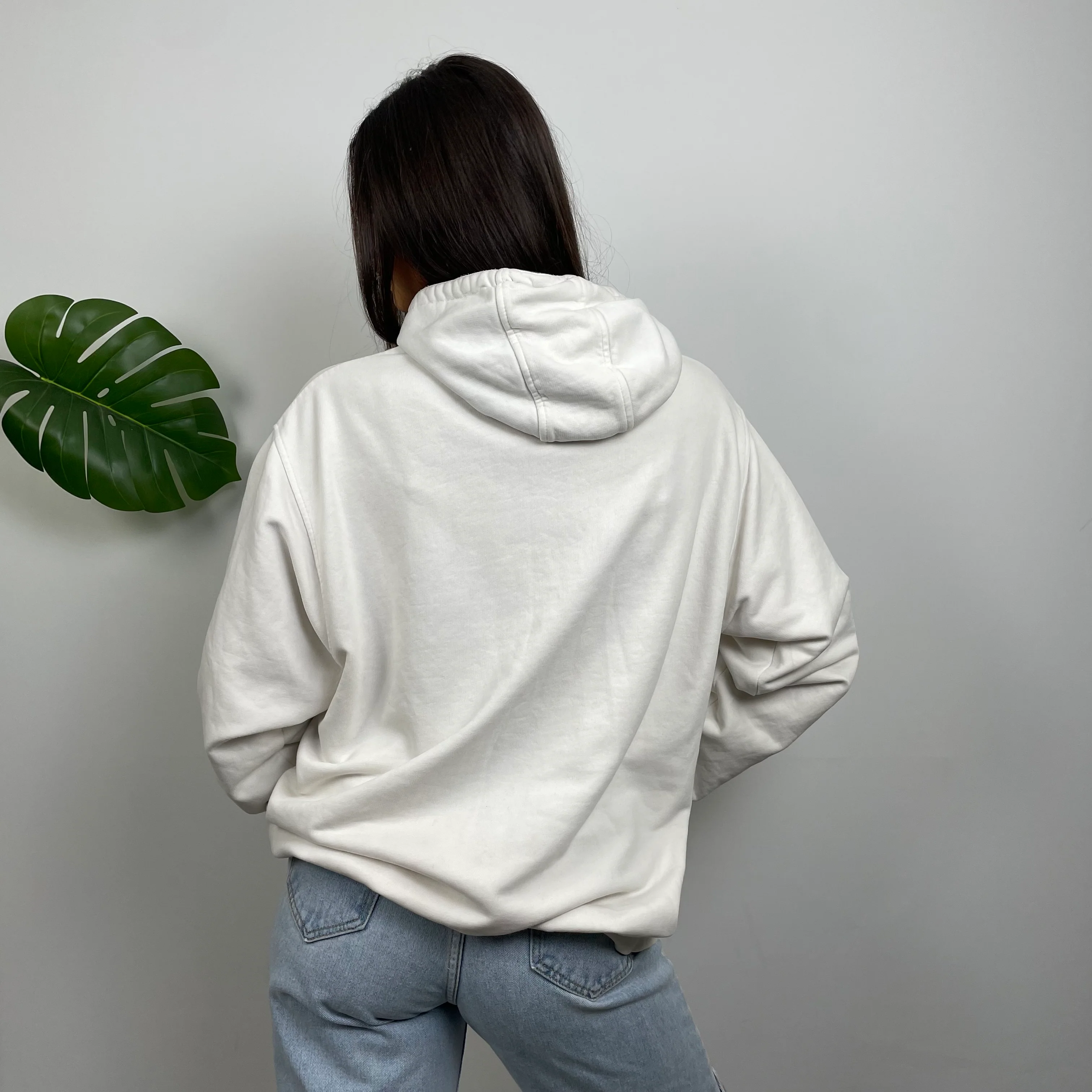 Nike Athletic White Embroidered Spell Out Hoodie (L) - Image 6