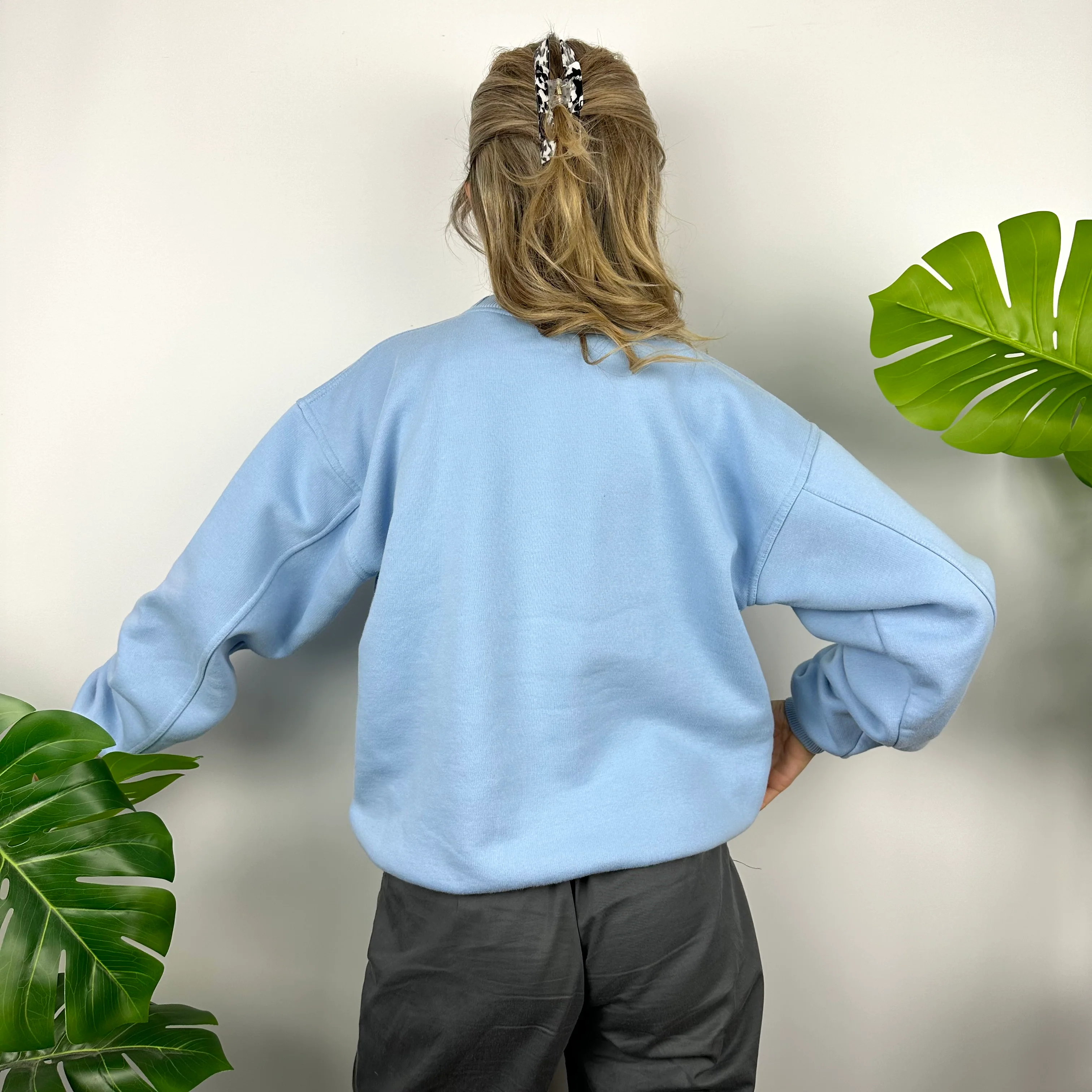 Nike Baby Blue Embroidered Spell Out Sweatshirt (S) - Image 5