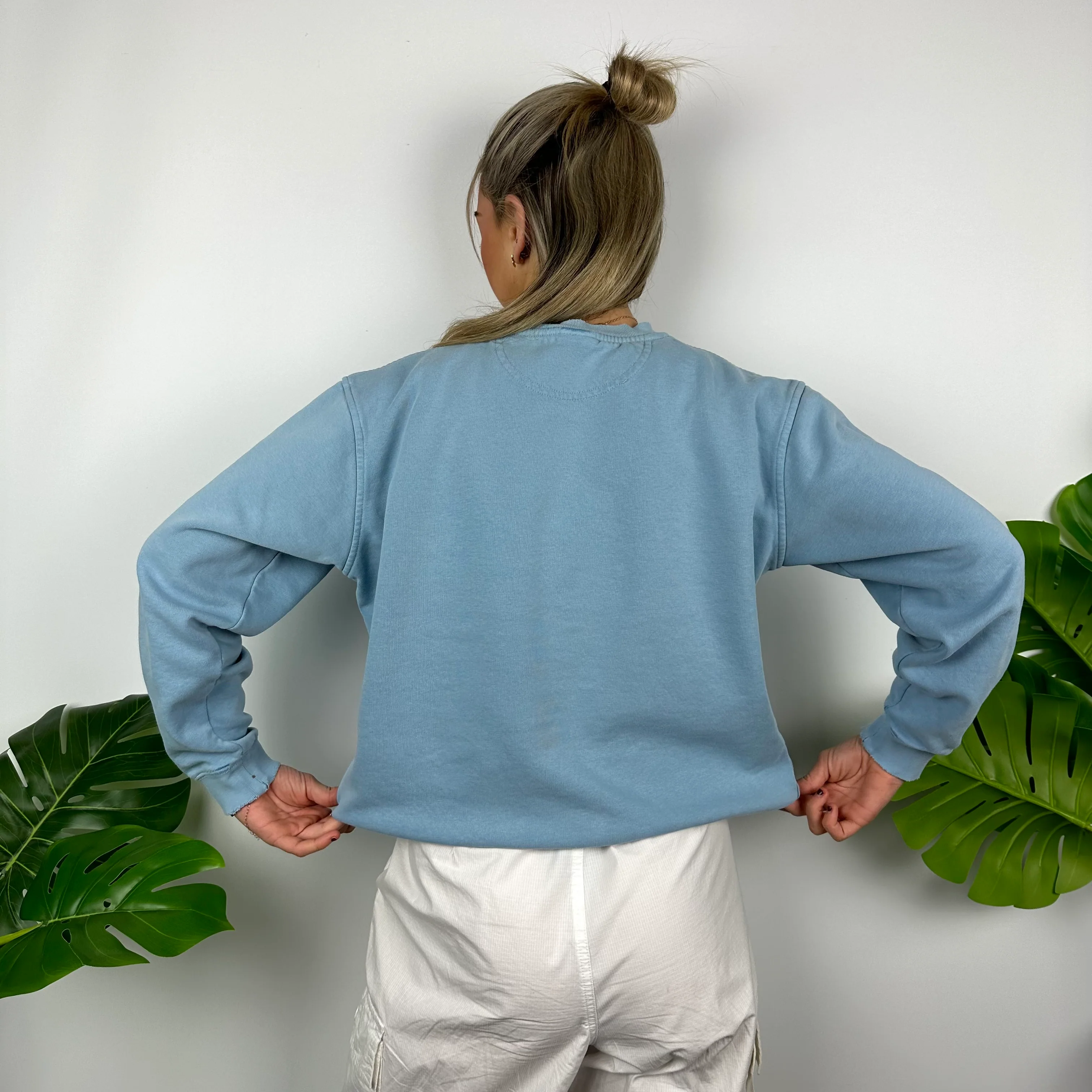 Nike Baby Blue Embroidered Spell Out Sweatshirt (S) - Image 4