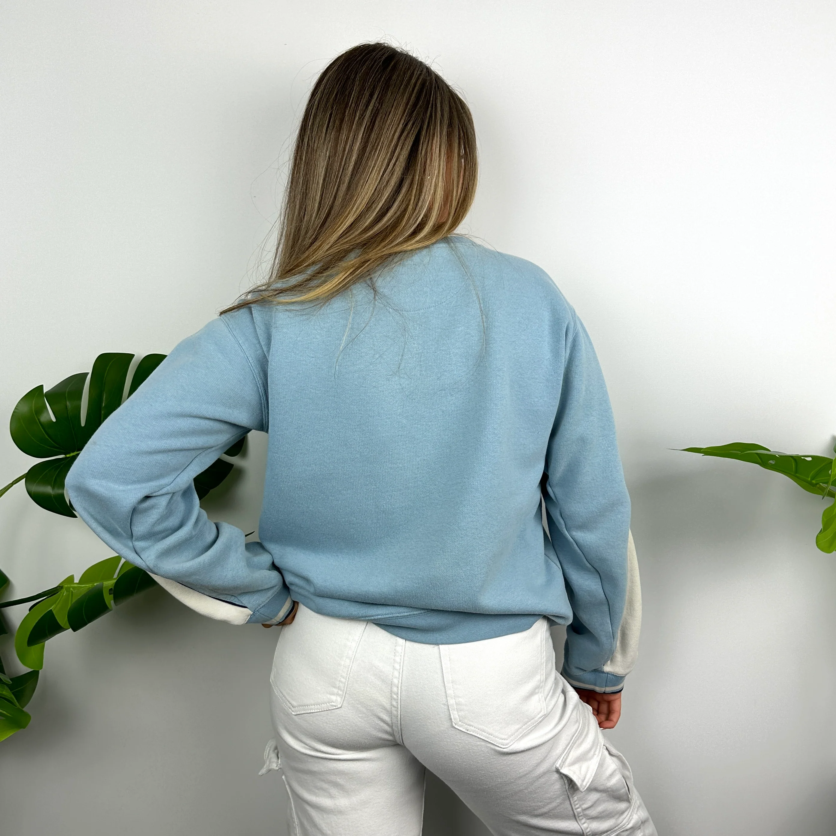Nike Baby Blue Embroidered Spell Out Sweatshirt (M) - Image 9