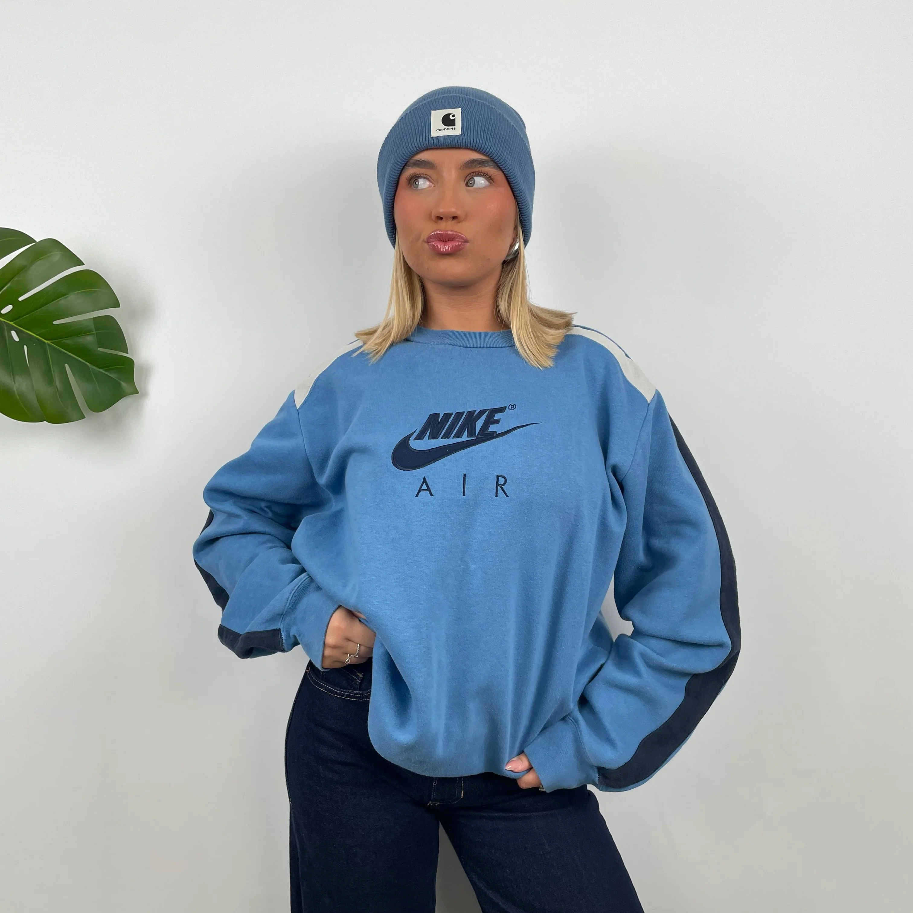 Nike Baby Blue Embroidered Spell Out Sweatshirt (L) - Image 2