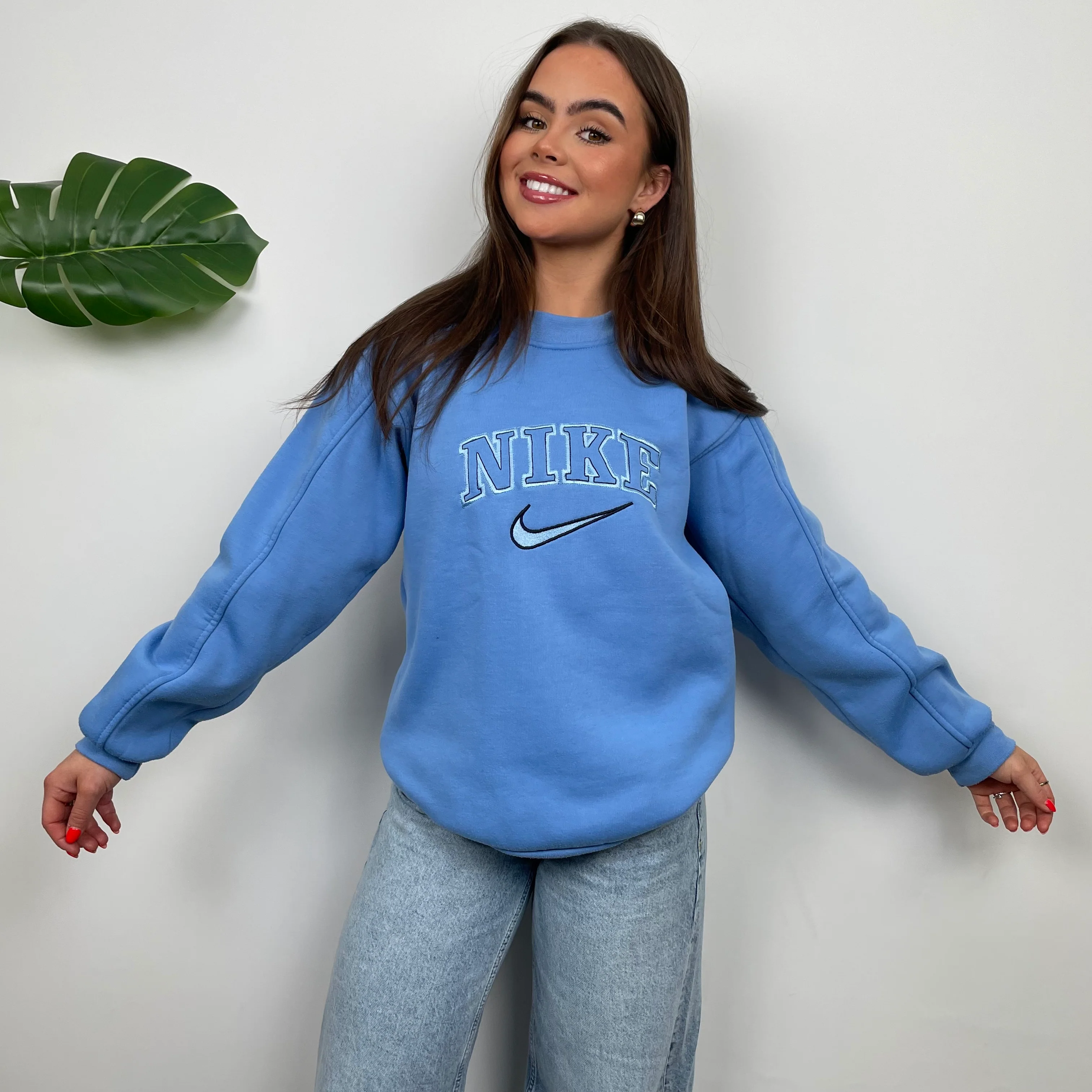Nike Baby Blue Embroidered Spell Out Sweatshirt (S) - Image 2